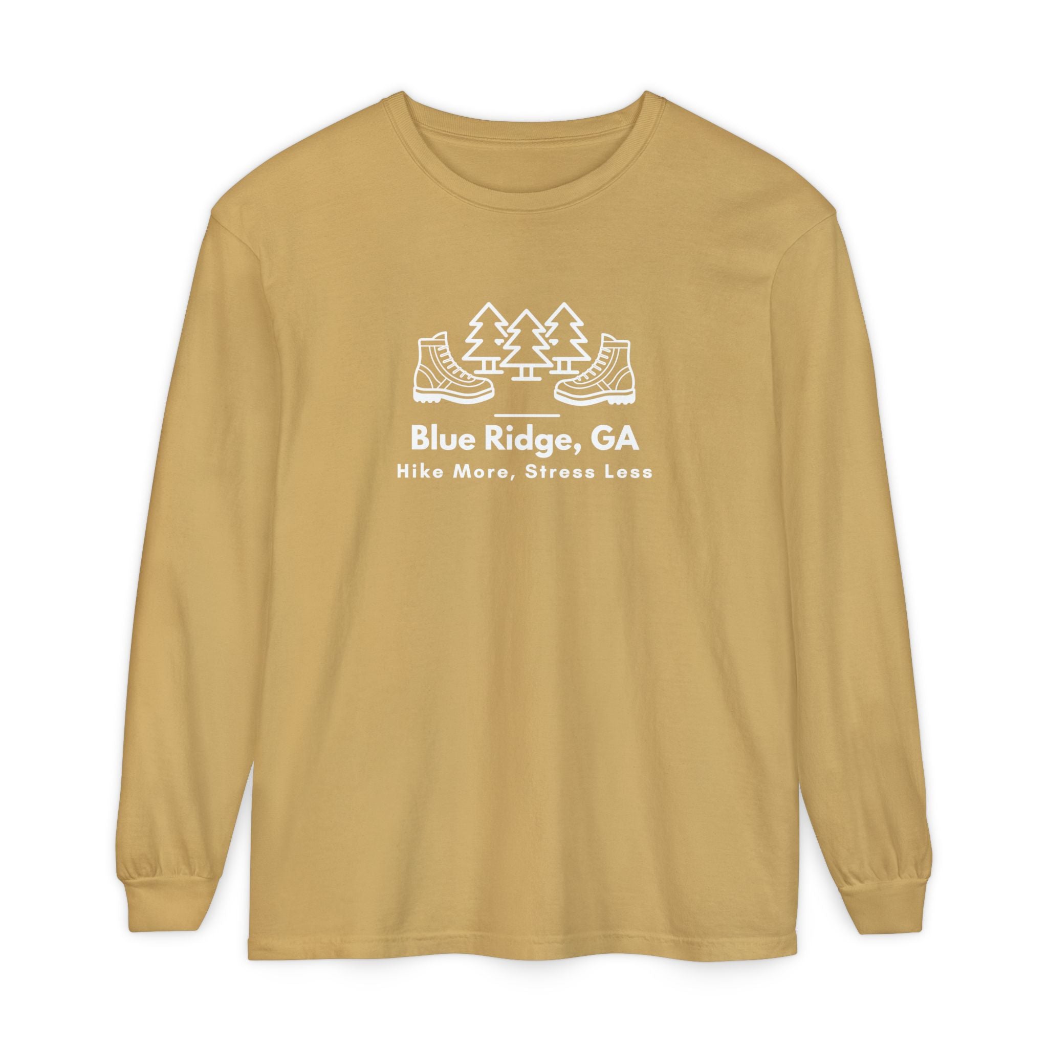 Unisex Adult Long Sleeve T-shirt, Hike More, Stress Less, by 515Gear.com | Blue Ridge, GA | Get out there!