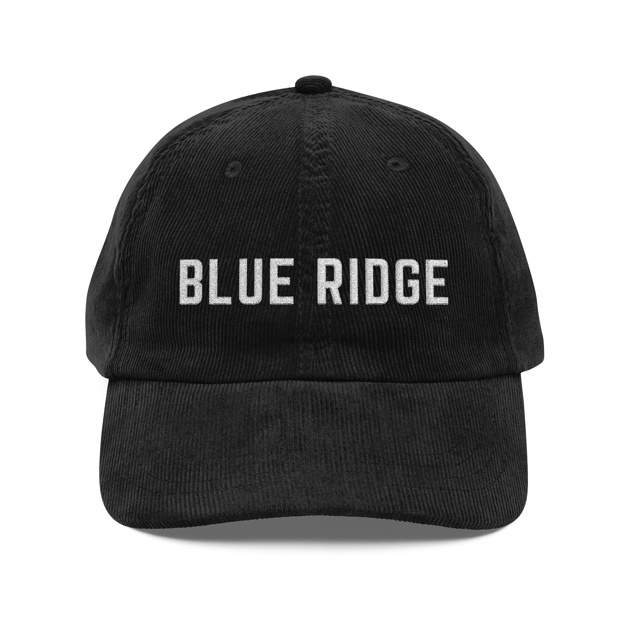 Black corduroy hat with Blue Ridge embroidered in White by 515Gear.com