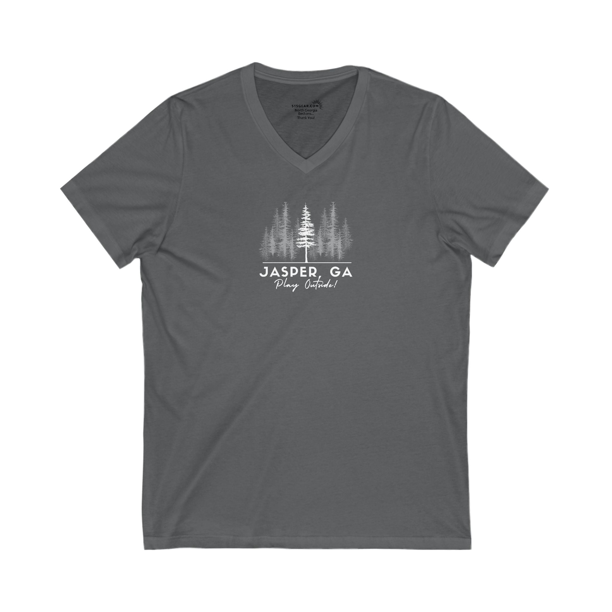Women’s V-Neck T-shirt, Play Outside, by 515Gear.com | Jasper, GA | Forest themed