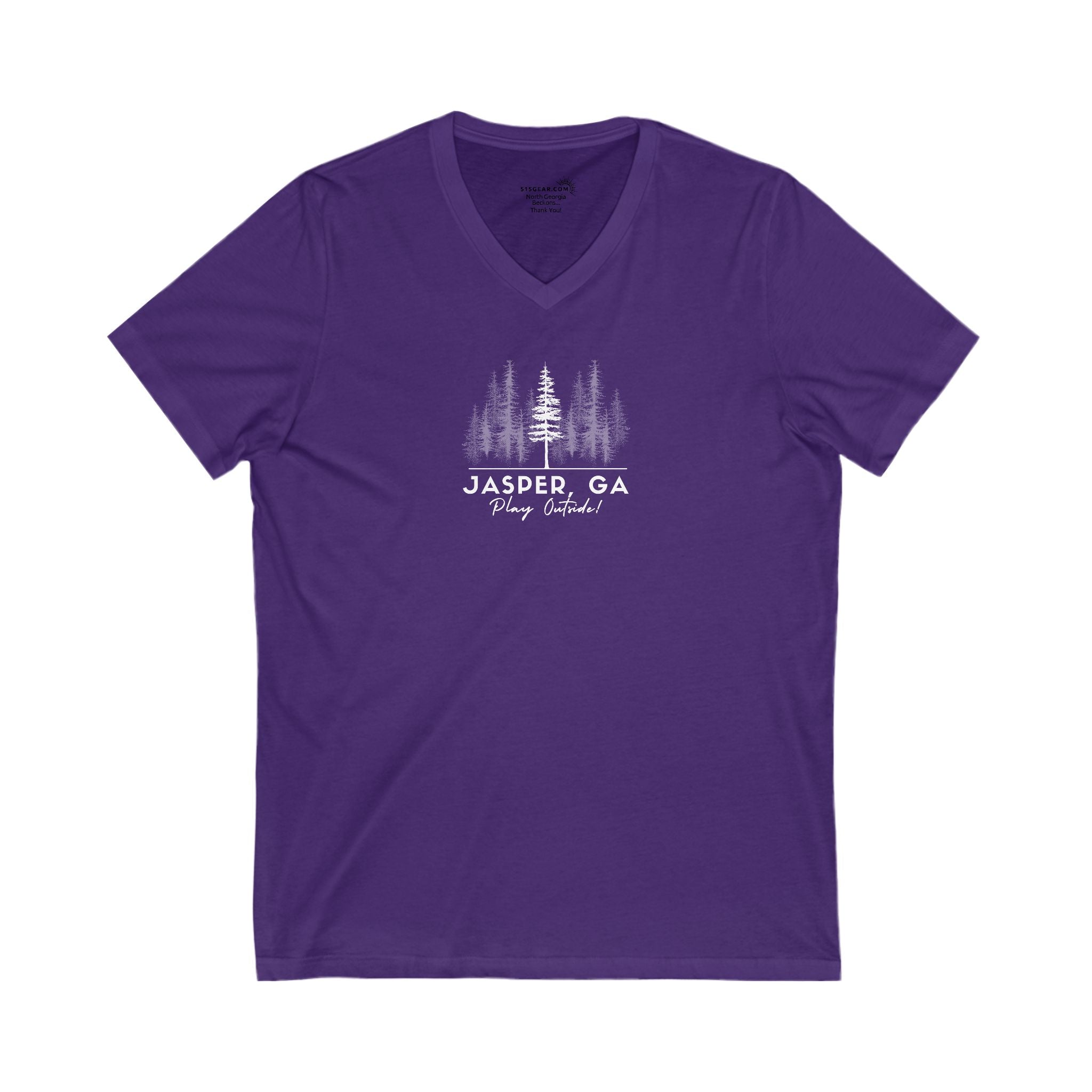 Women’s V-Neck T-shirt, Play Outside, by 515Gear.com | Jasper, GA | Forest themed