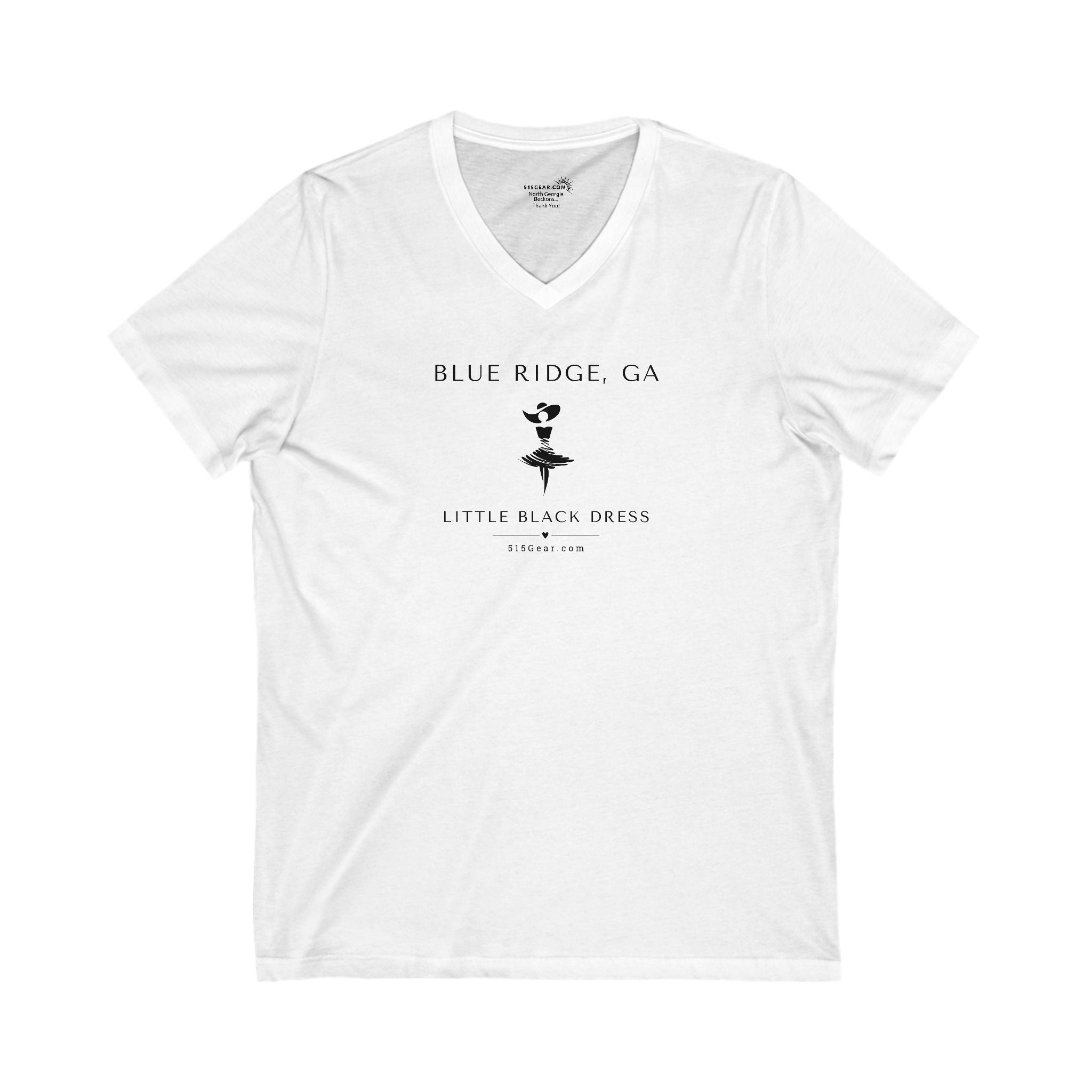 Women’s V-Neck T-shirt, Little Black Dress graphic, 515Gear.com | Blue Ridge, GA | celebrate casual wear