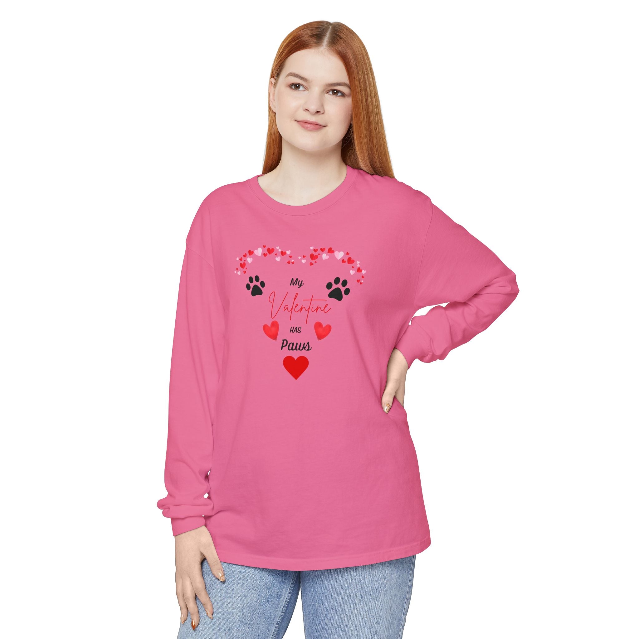 My Valentine Has Paws long Sleeve T-Shirt