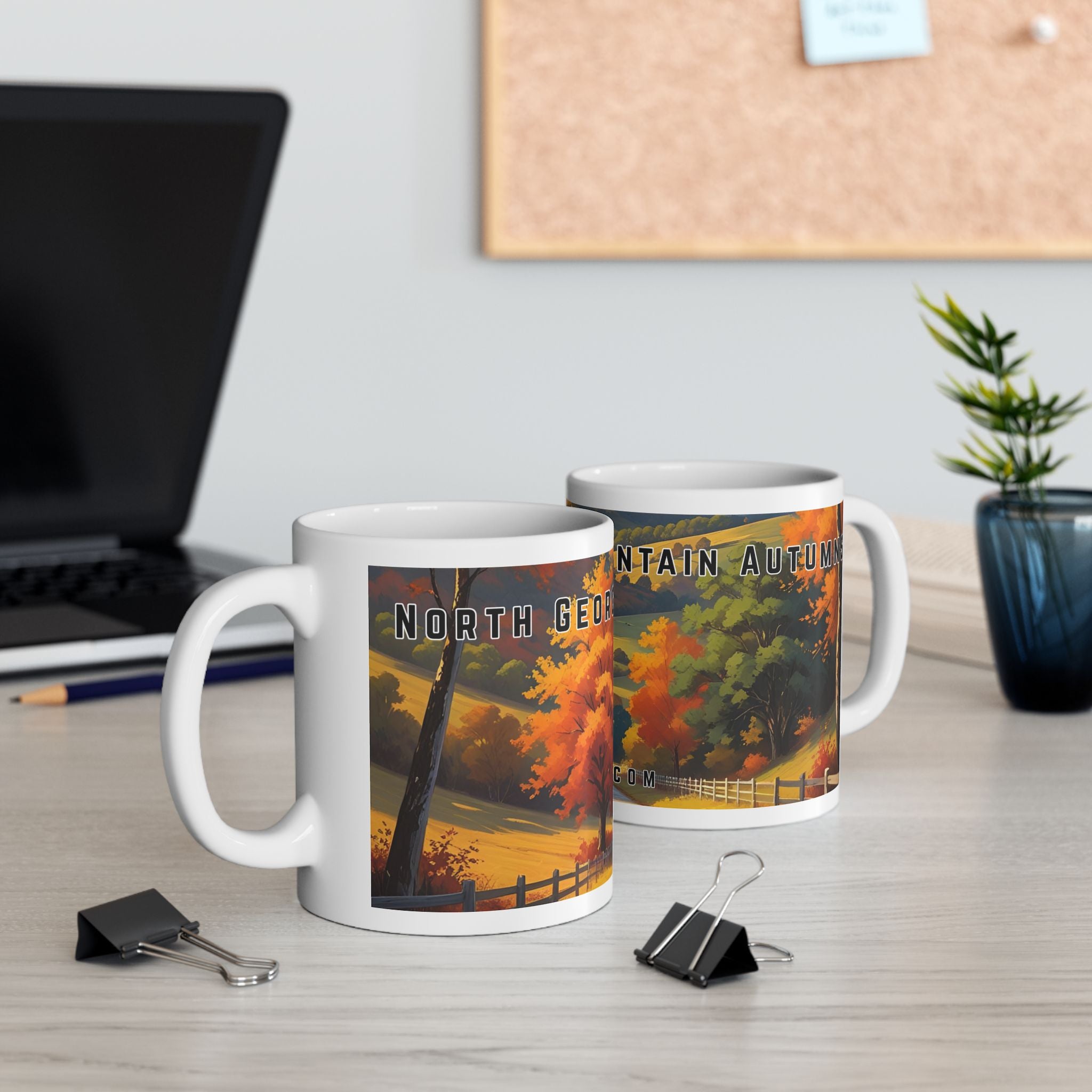 Mug with a vintage scenic design of a rural road cutting through the North Georgia Mountains in Autumn by 515Gear.com