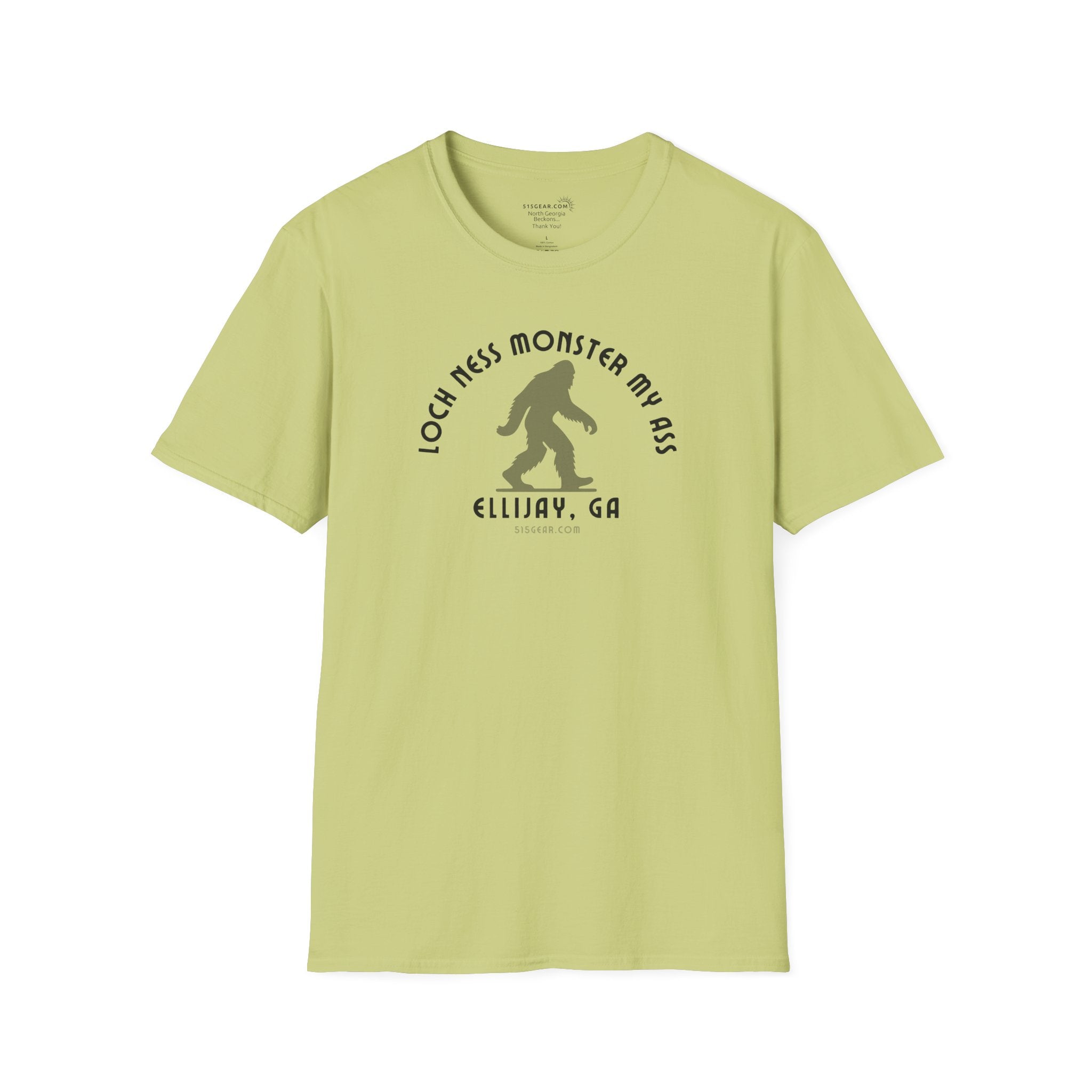 Unisex Bigfoot T-shirt with 'Loch Ness Monster My Ass’ text Ellijay GA funny cryptid graphic by 515 Gear