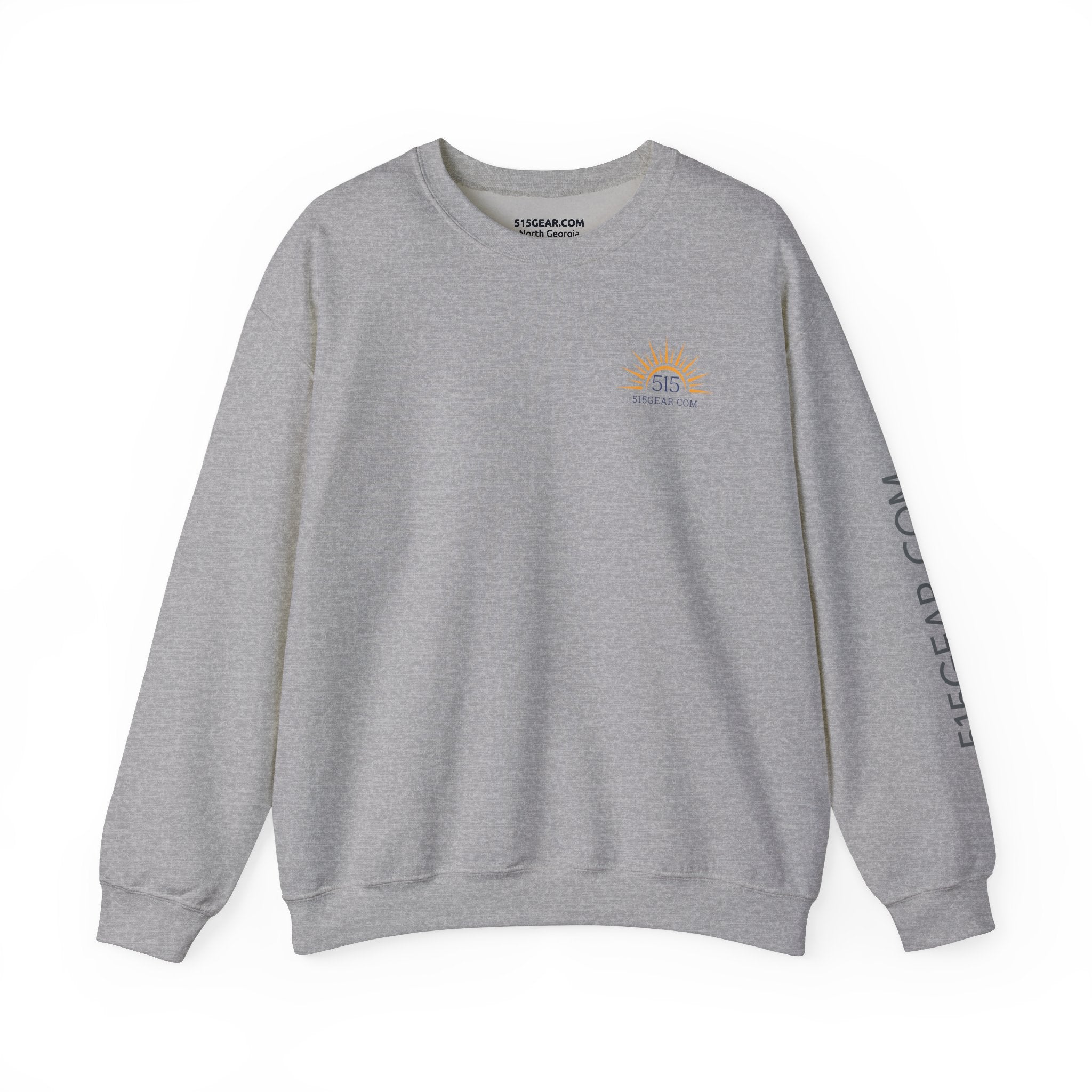 Crewneck sweatshirt, graphic on back featuring mountain range | by 515gear.Com |