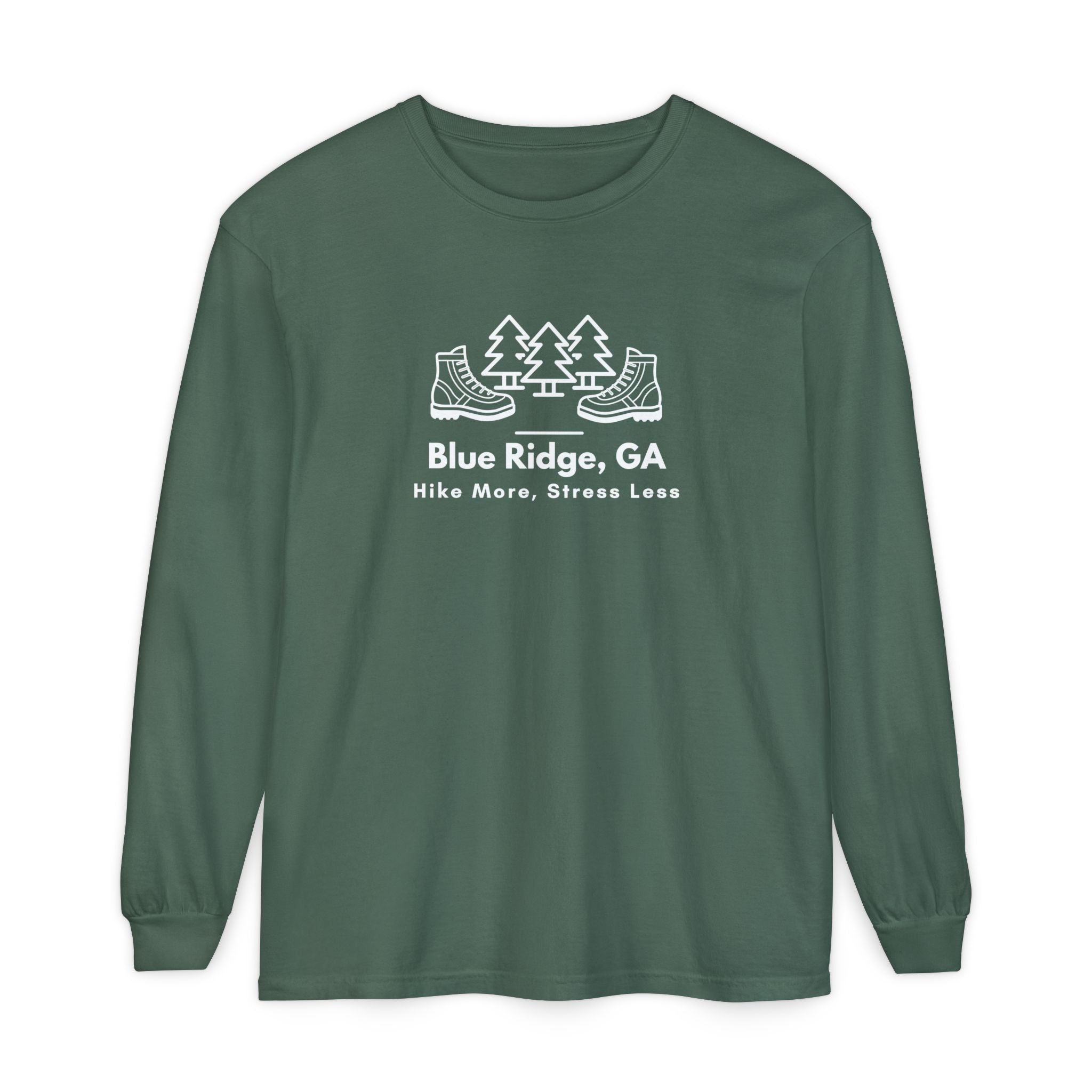 Unisex Adult Long Sleeve T-shirt, Hike More, Stress Less, by 515Gear.com | Blue Ridge, GA | Get out there!