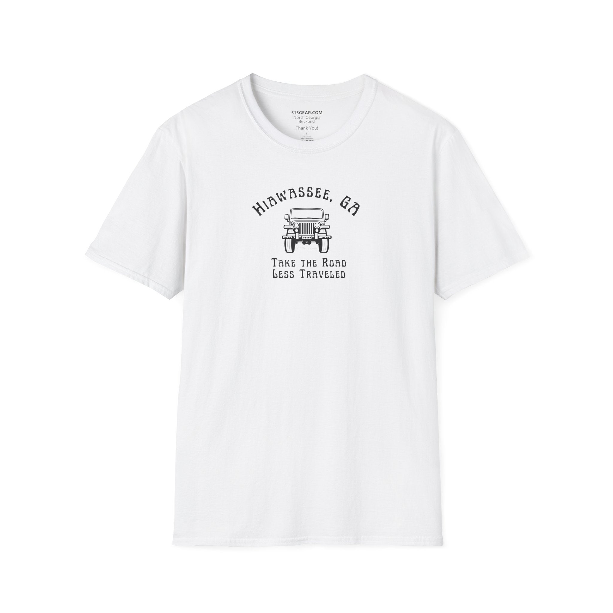 Unisex Adult T-shirt, cool Jeep Graphic, by 515Gear.com | Hiawassee, GA | Take the Road Less Traveled