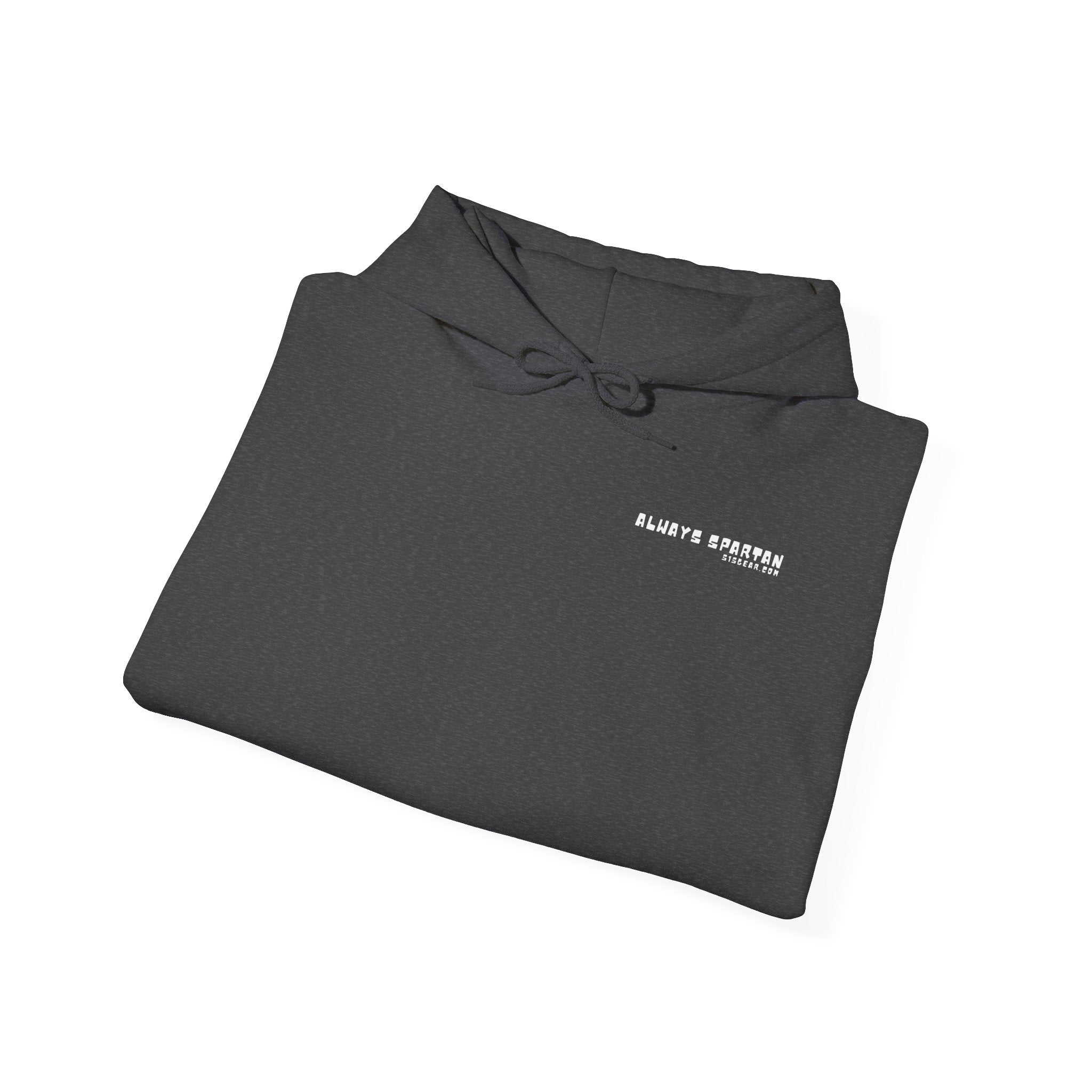 Folded dark gray hoodie with Always Spartan