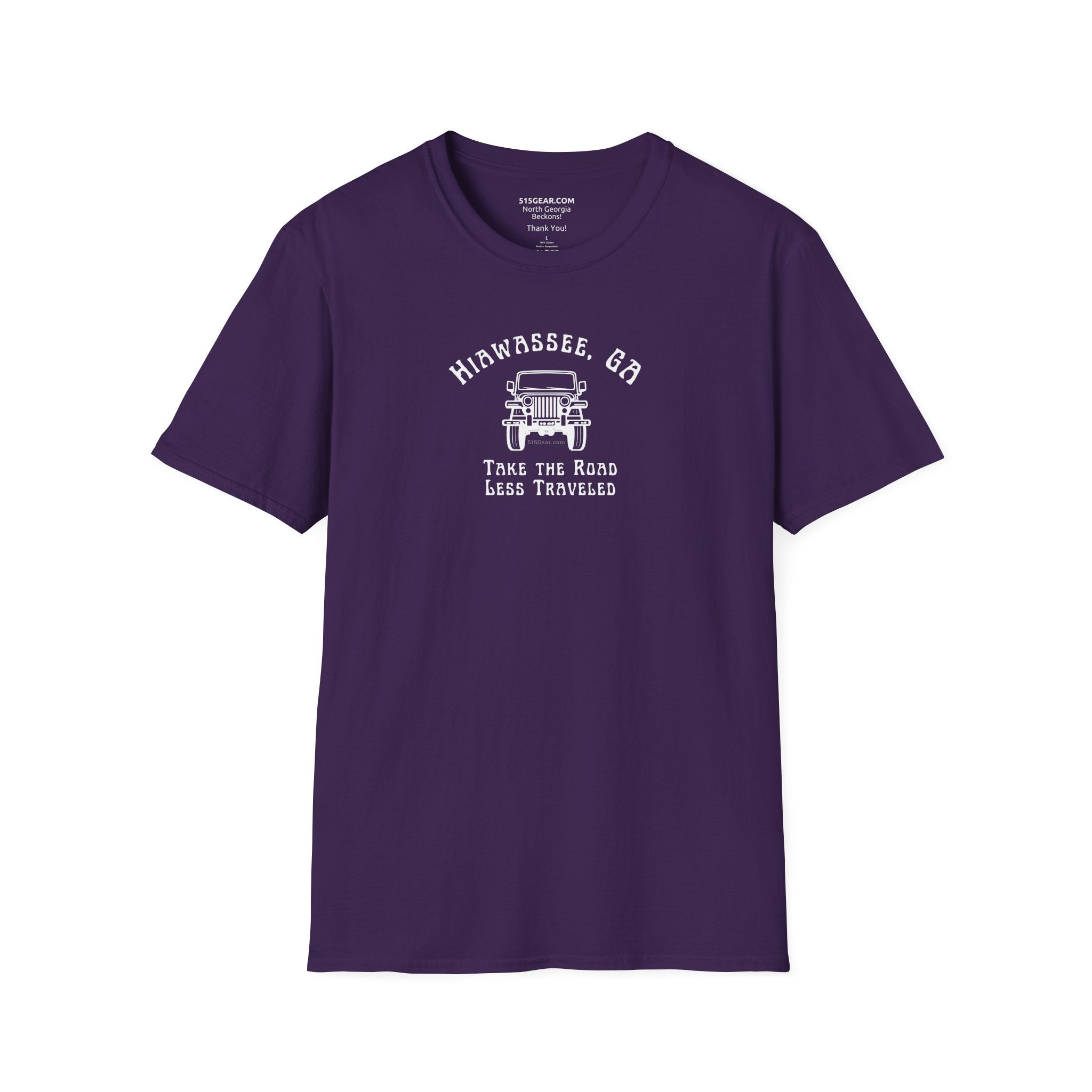 Unisex Adult T-shirt, cool Jeep Graphic, by 515Gear.com | Hiawassee, GA | Take the Road Less Traveled
