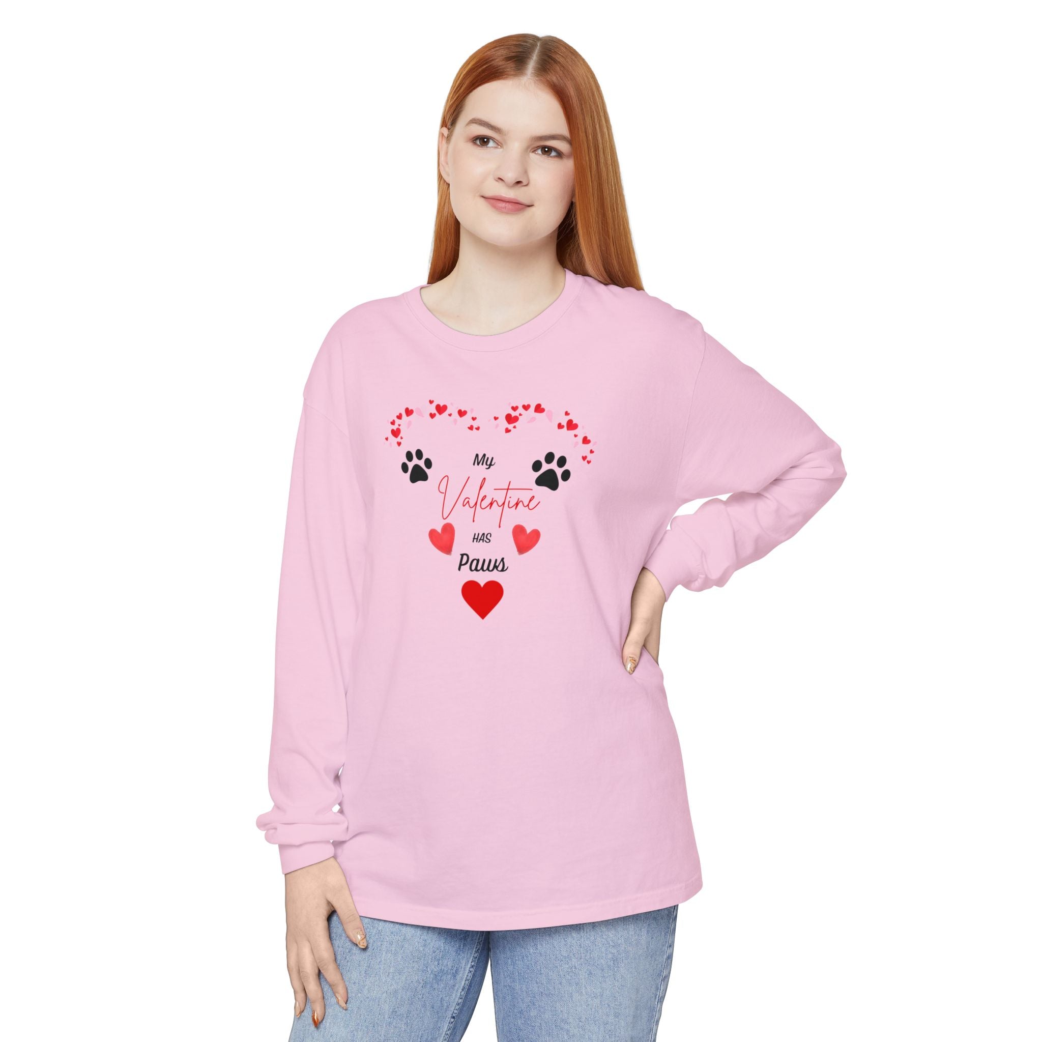 My Valentine Has Paws long Sleeve T-Shirt