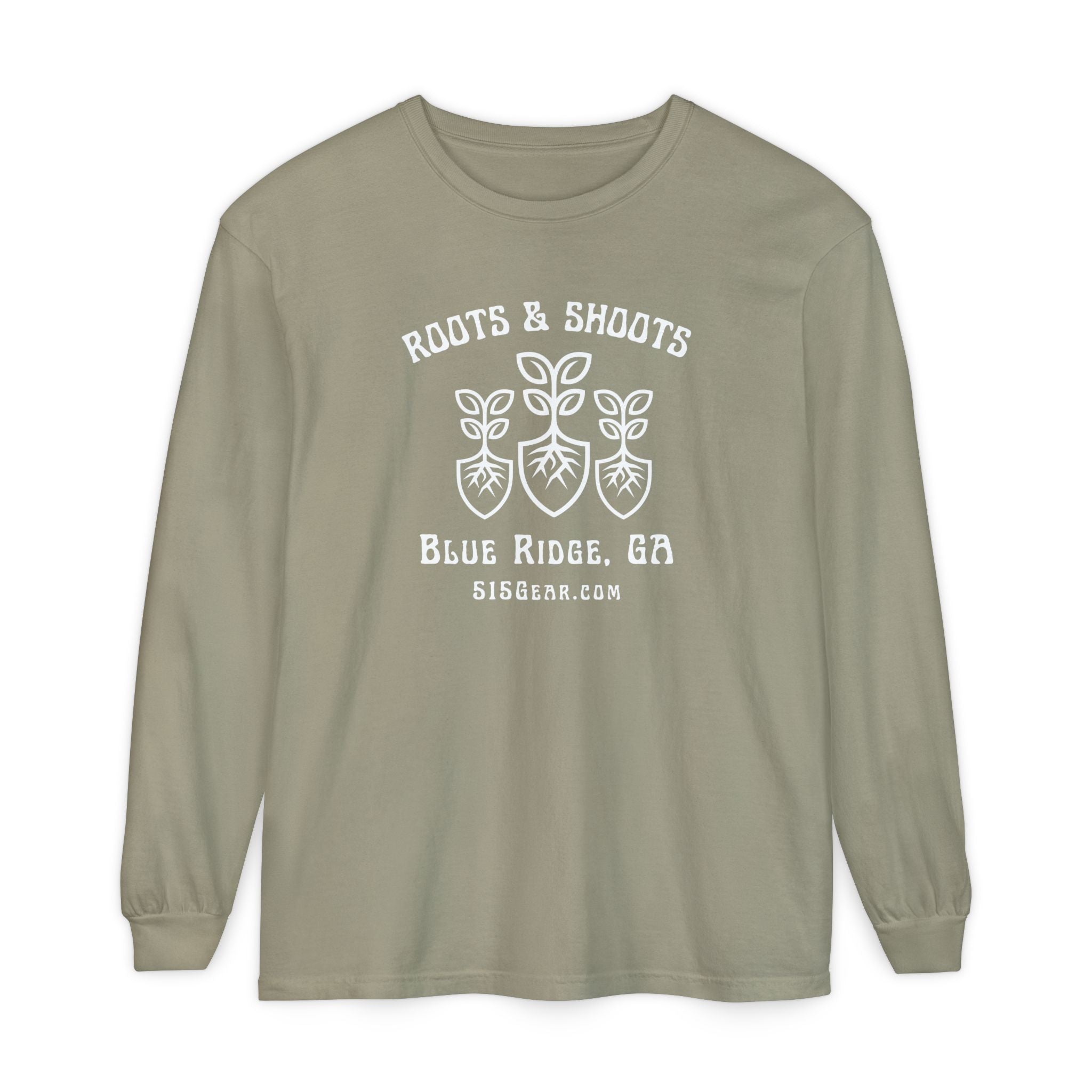 Unisex Adult Long Sleeve T-shirt, Roots & Shoots Design by 515Gear.com | Blue Ridge, GA | Gardening cheaper than Therapy!