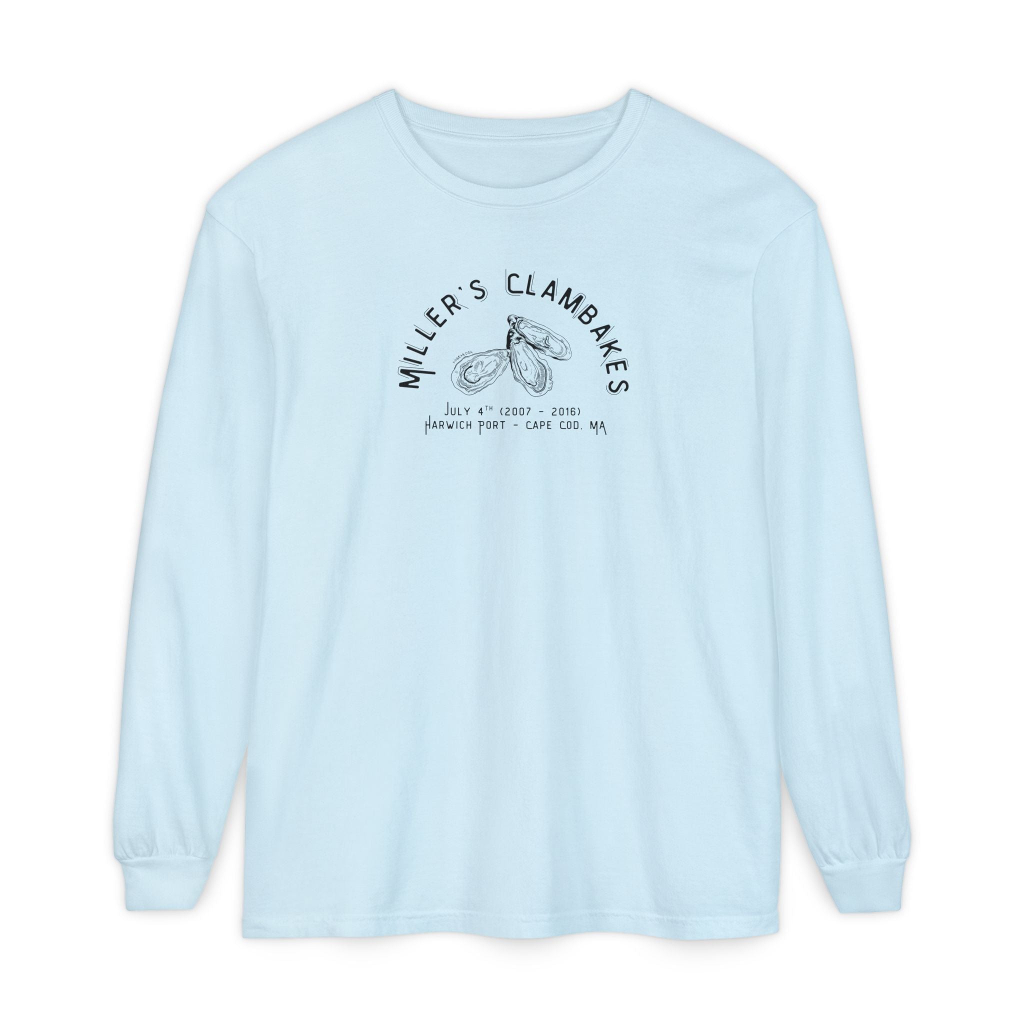 Oysters - Miller’s Clambakes Harwich Port MA Long-Sleeve T-Shirt (Comfort Colors®)