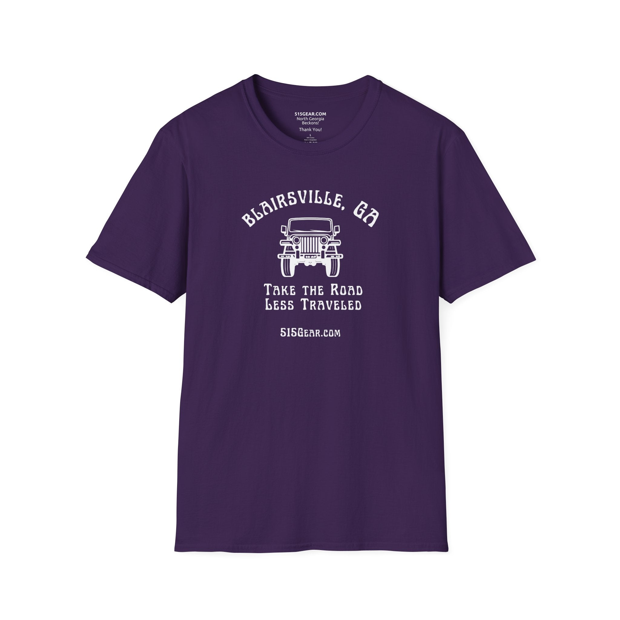 Unisex Adult T-shirt, cool Jeep Graphic, by 515Gear.com | Blairsville, GA | Take the Road Less Traveled