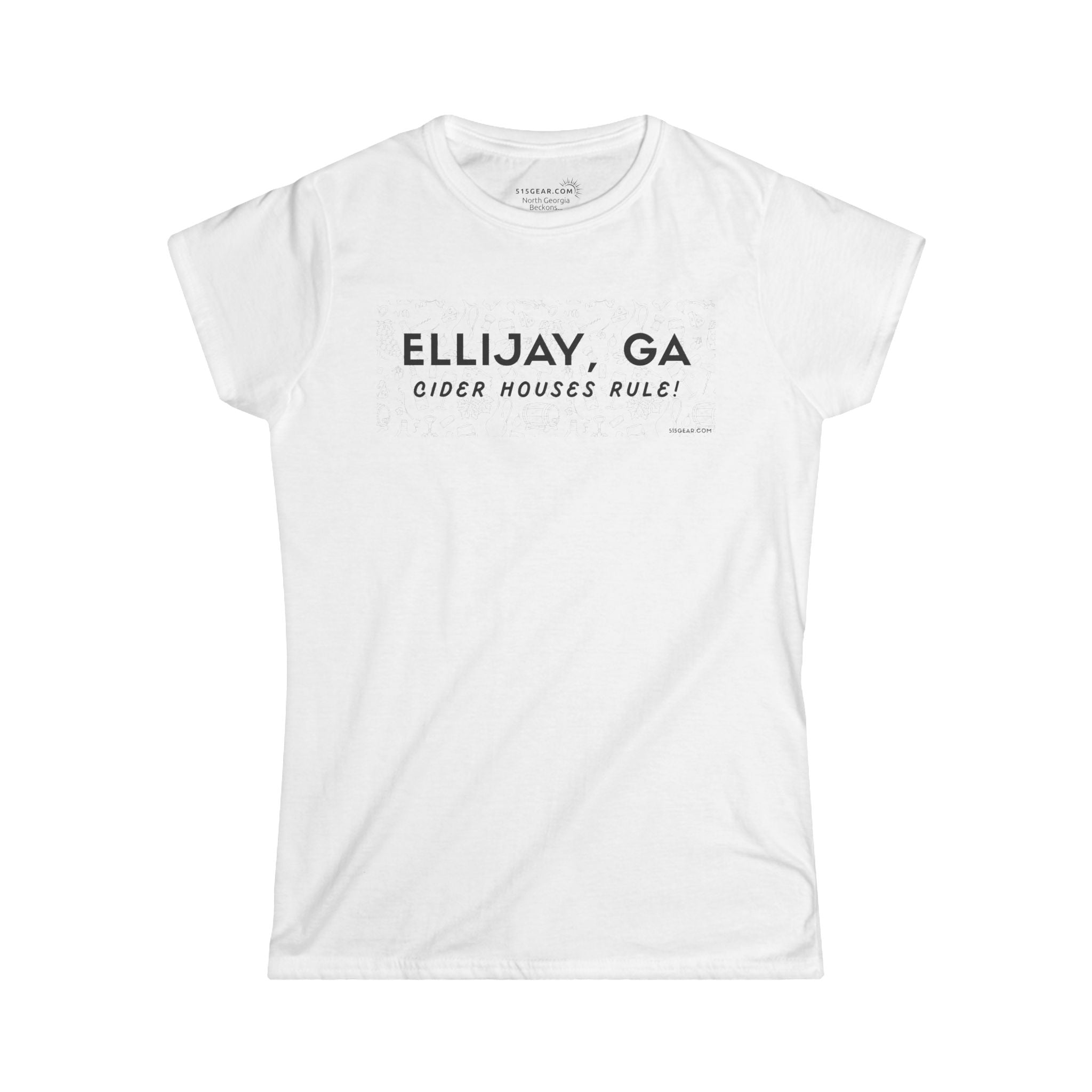 Woman's Ellijay, GA white t-shirt "Cider Houses Rule" by 515Gear.com | Mountain Orchard life