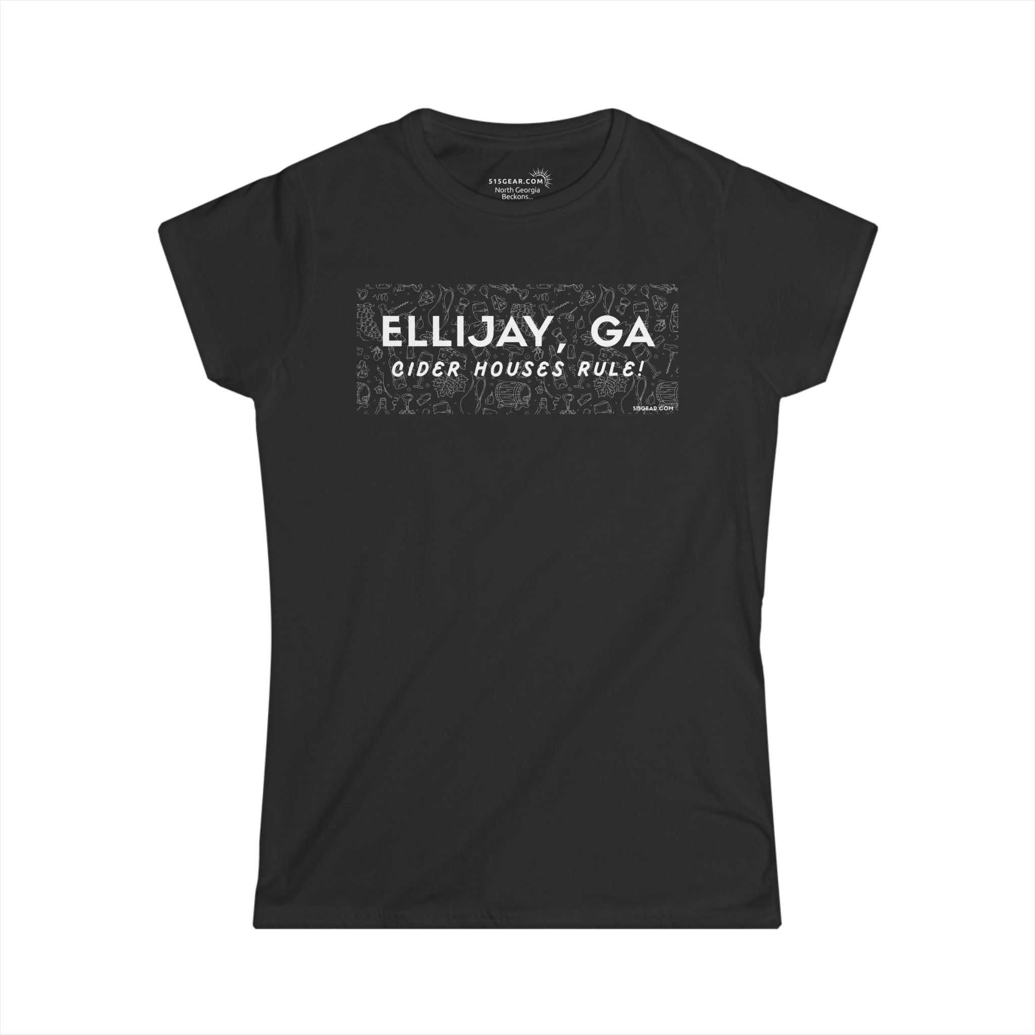 Woman's Ellijay, GA black t-shirt "Cider Houses Rule" by 515Gear.com | Mountain Orchard life