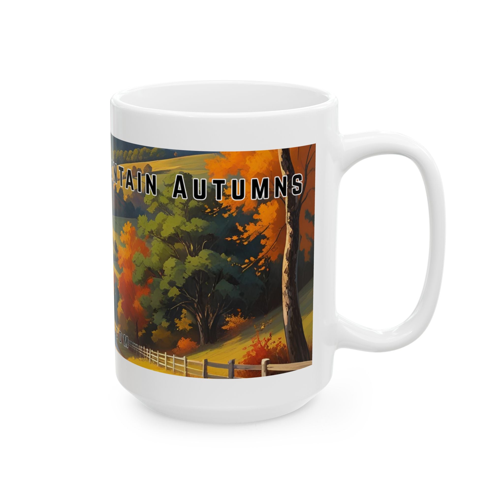 Mug with a vintage scenic design of a rural road cutting through the North Georgia Mountains in Autumn by 515Gear.com
