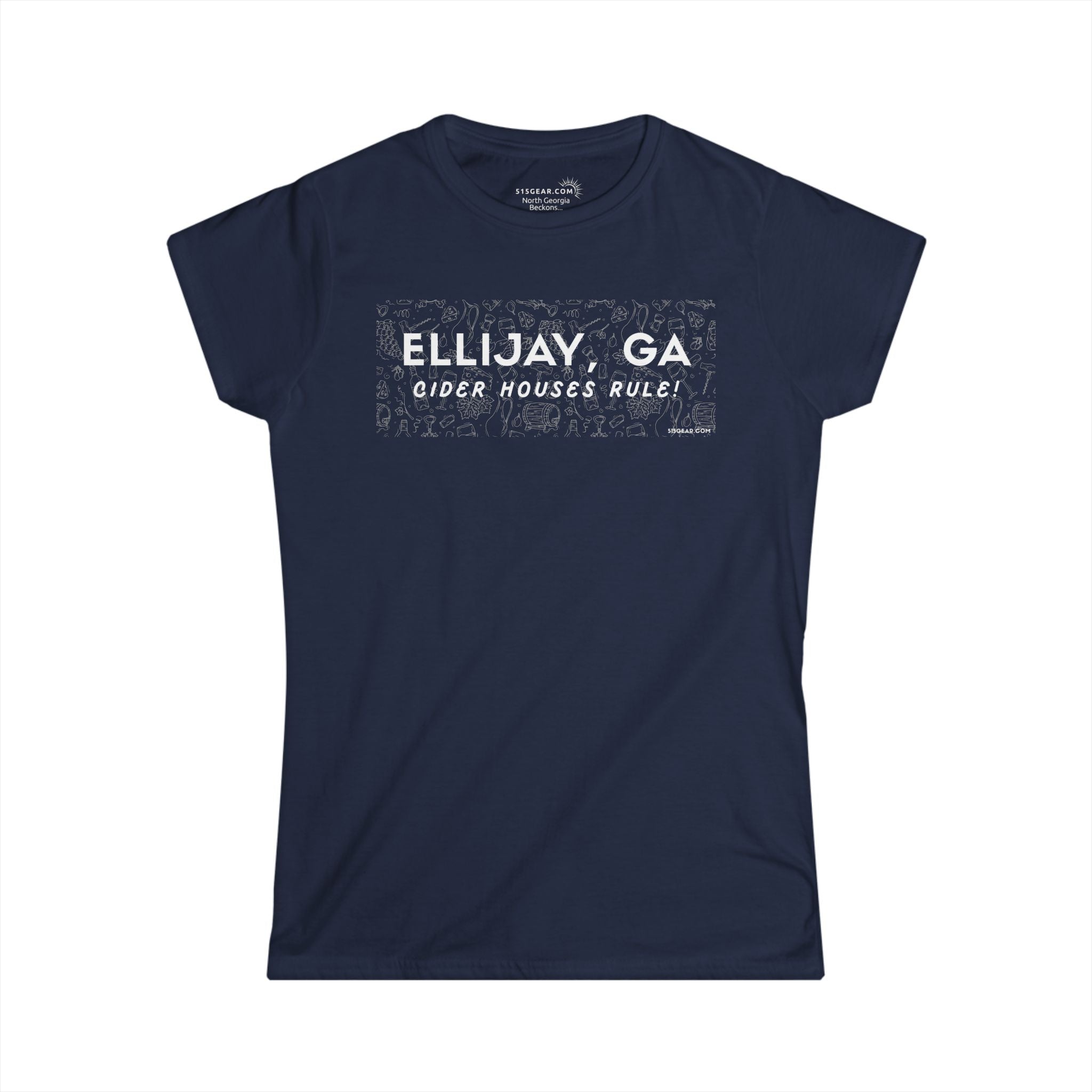 Woman's Ellijay, GA navy t-shirt "Cider Houses Rule" by 515Gear.com | Mountain Orchard life