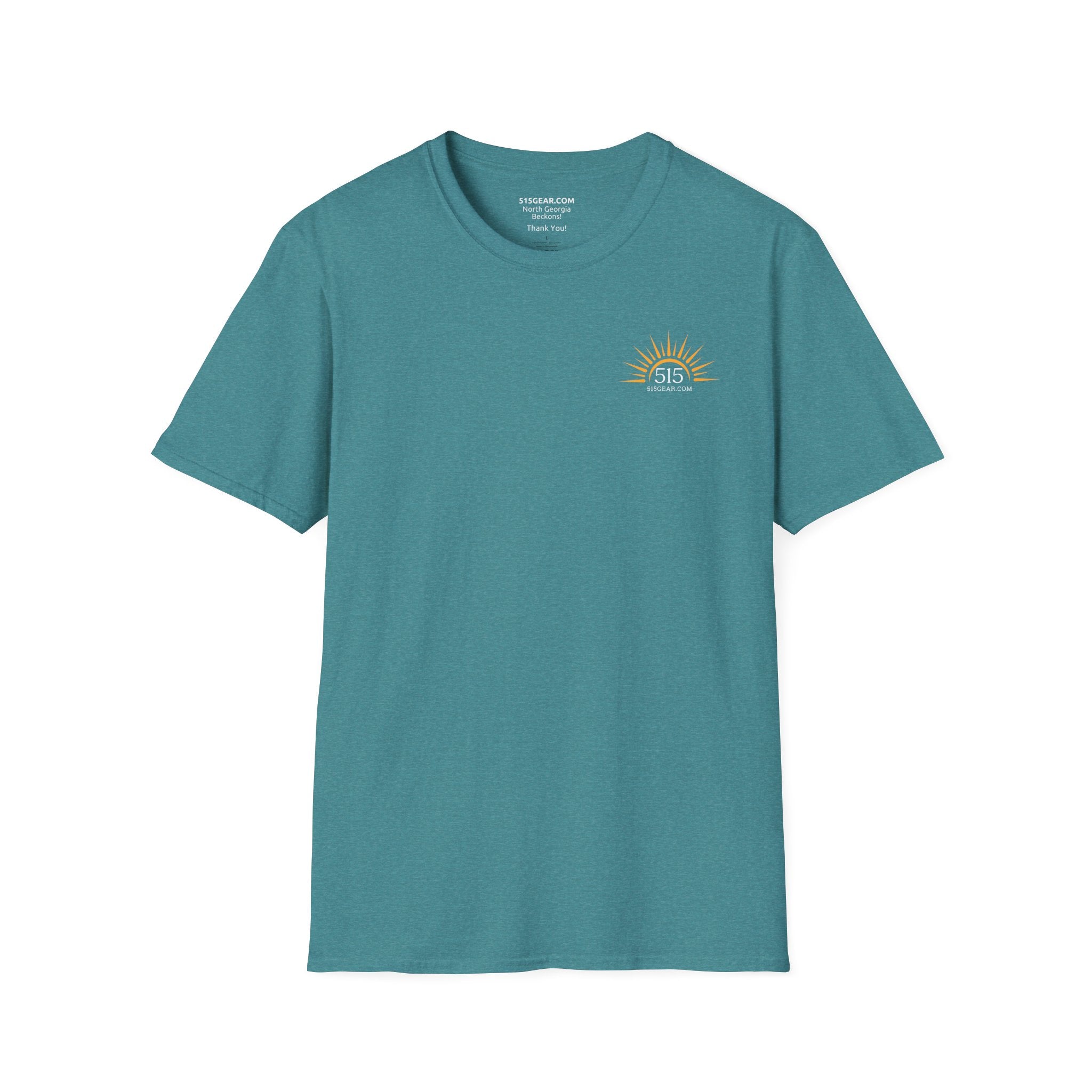 unisex adult T-shirt, Mountain Scene Graphic, by 515Gear.com | Hiawassee, GA | Nature is Cheaper than Therapy