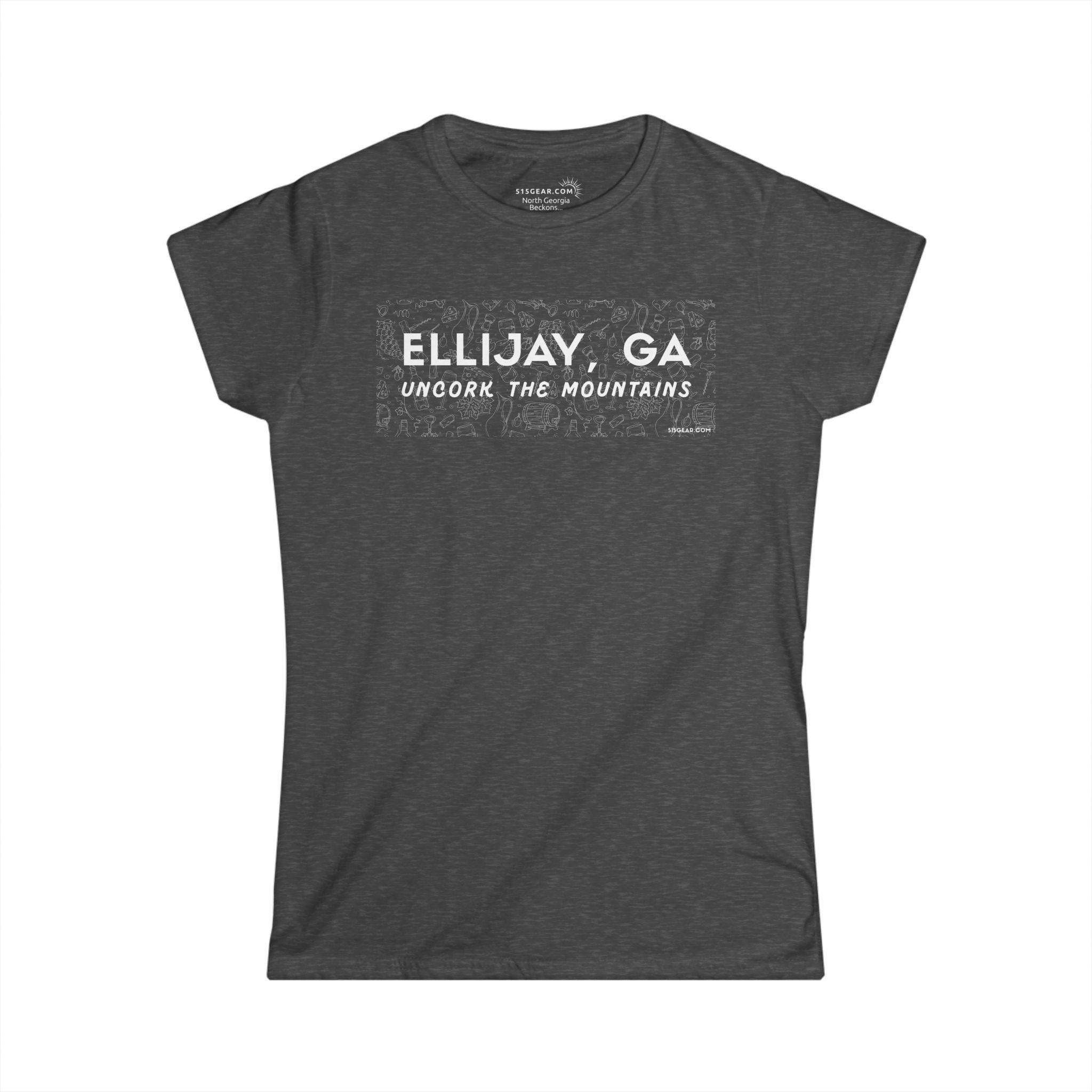 Women’s t-shirt by 515Gear.com | Ellijay, GA | Uncork with vineyard lifestyle graphic perfect for girls’ weekends