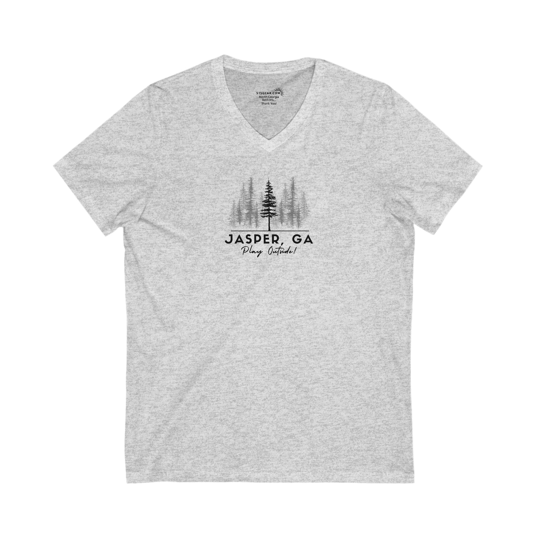 Women’s V-Neck T-shirt, Play Outside, by 515Gear.com | Jasper, GA | Forest themed