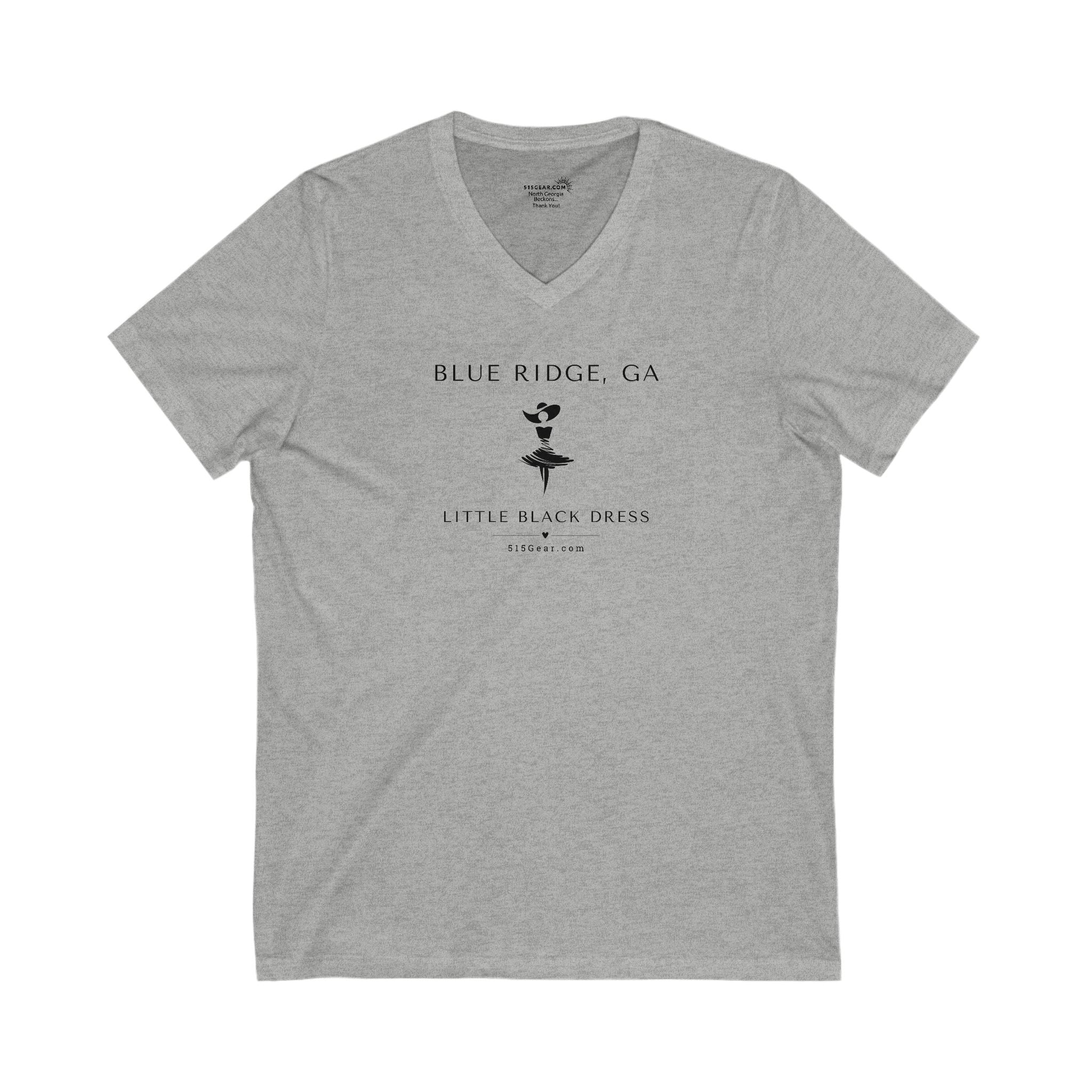 Women’s V-Neck T-shirt, Little Black Dress graphic, 515Gear.com | Blue Ridge, GA | celebrate casual wear