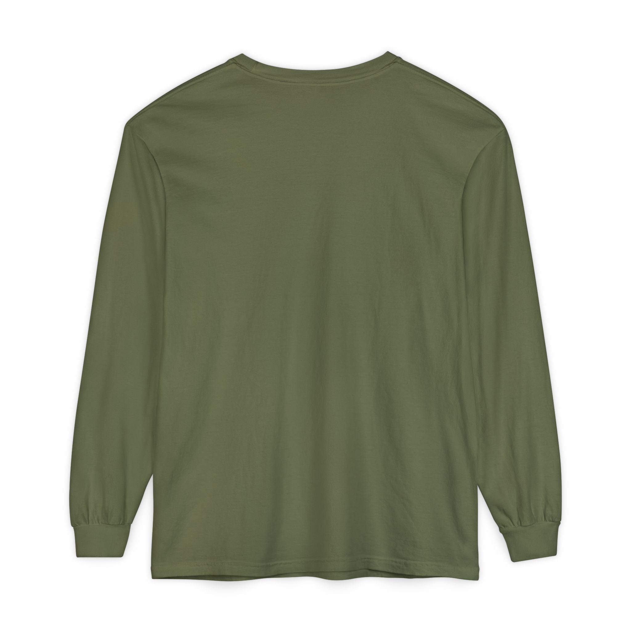 Green long-sleeve shirt on a white background