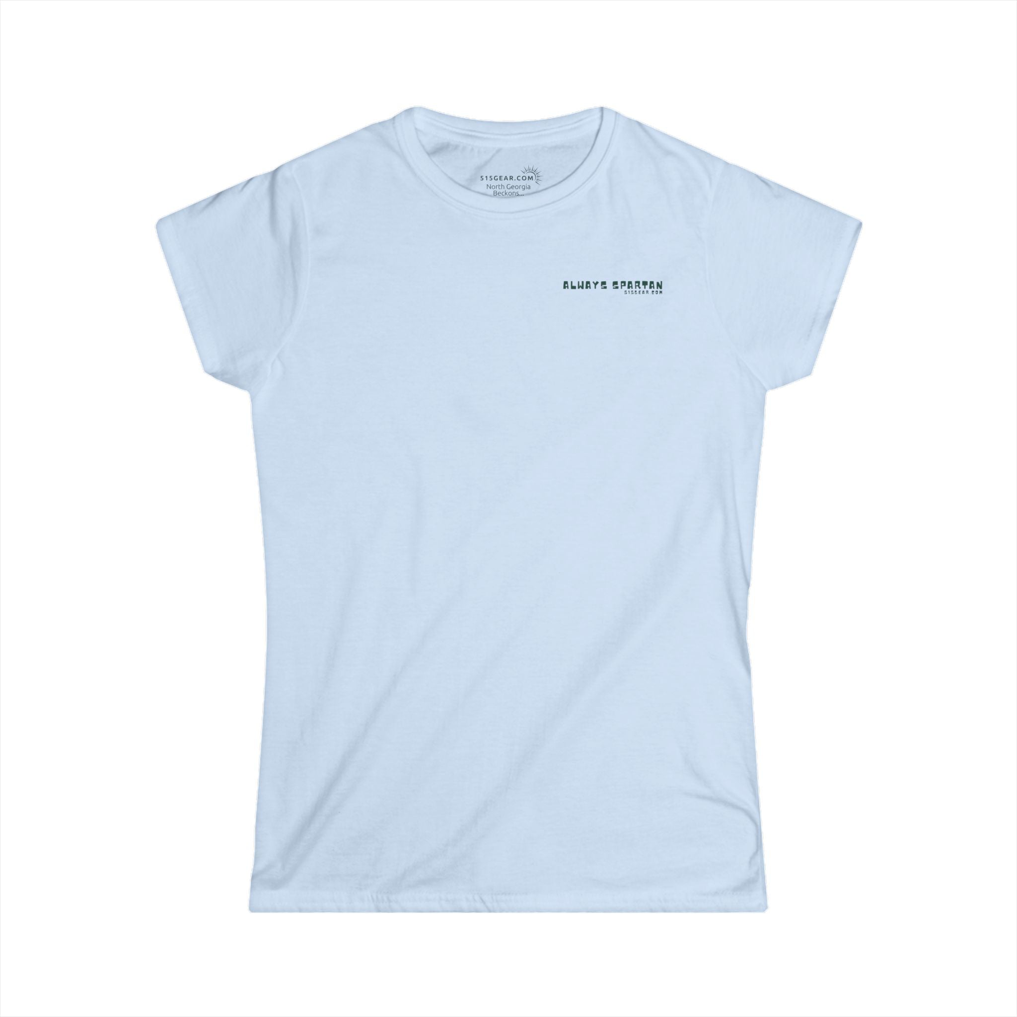 Light blue t-shirt with a brand logo on a white background