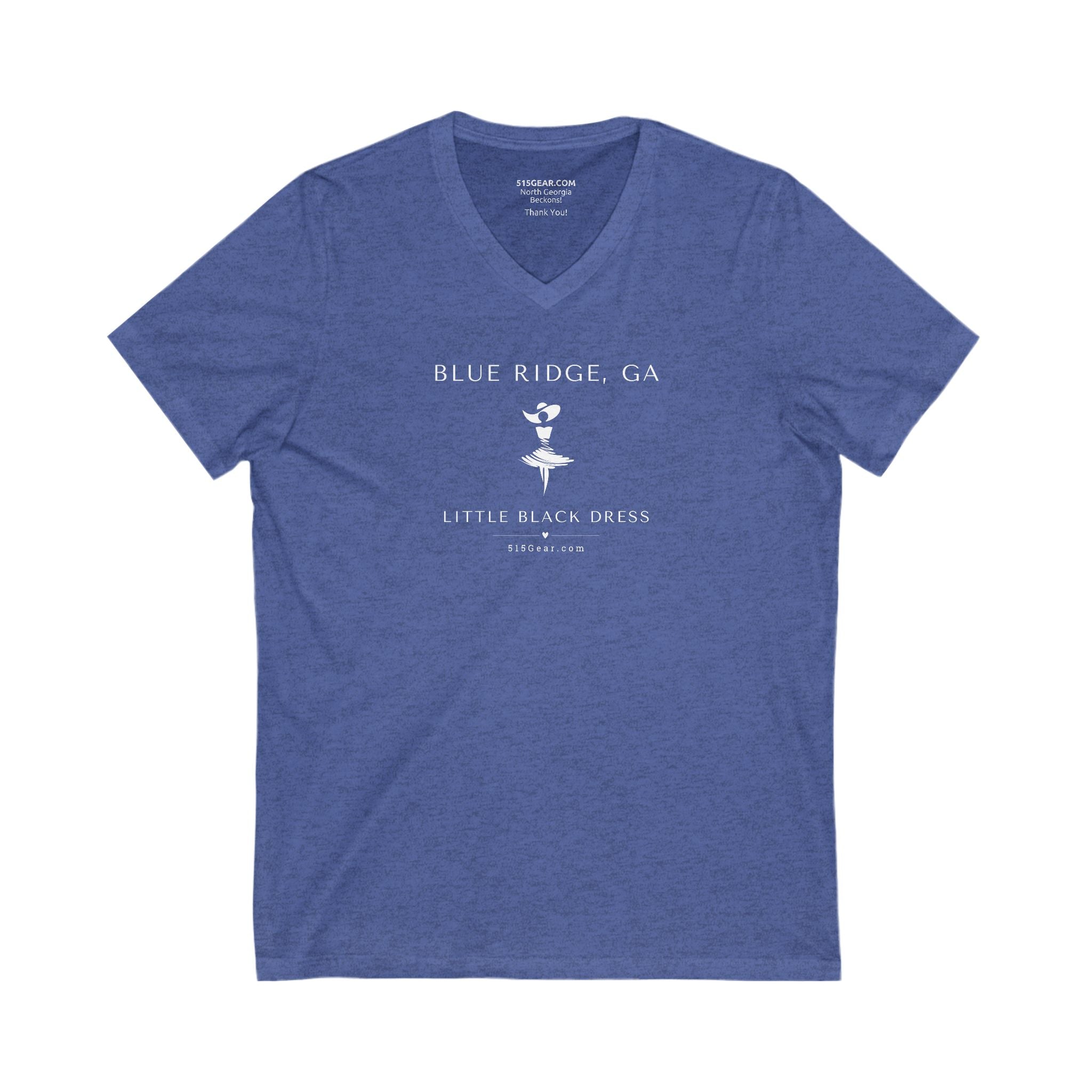 Women’s V-Neck T-shirt, Little Black Dress graphic, 515Gear.com | Blue Ridge, GA | celebrate casual wear