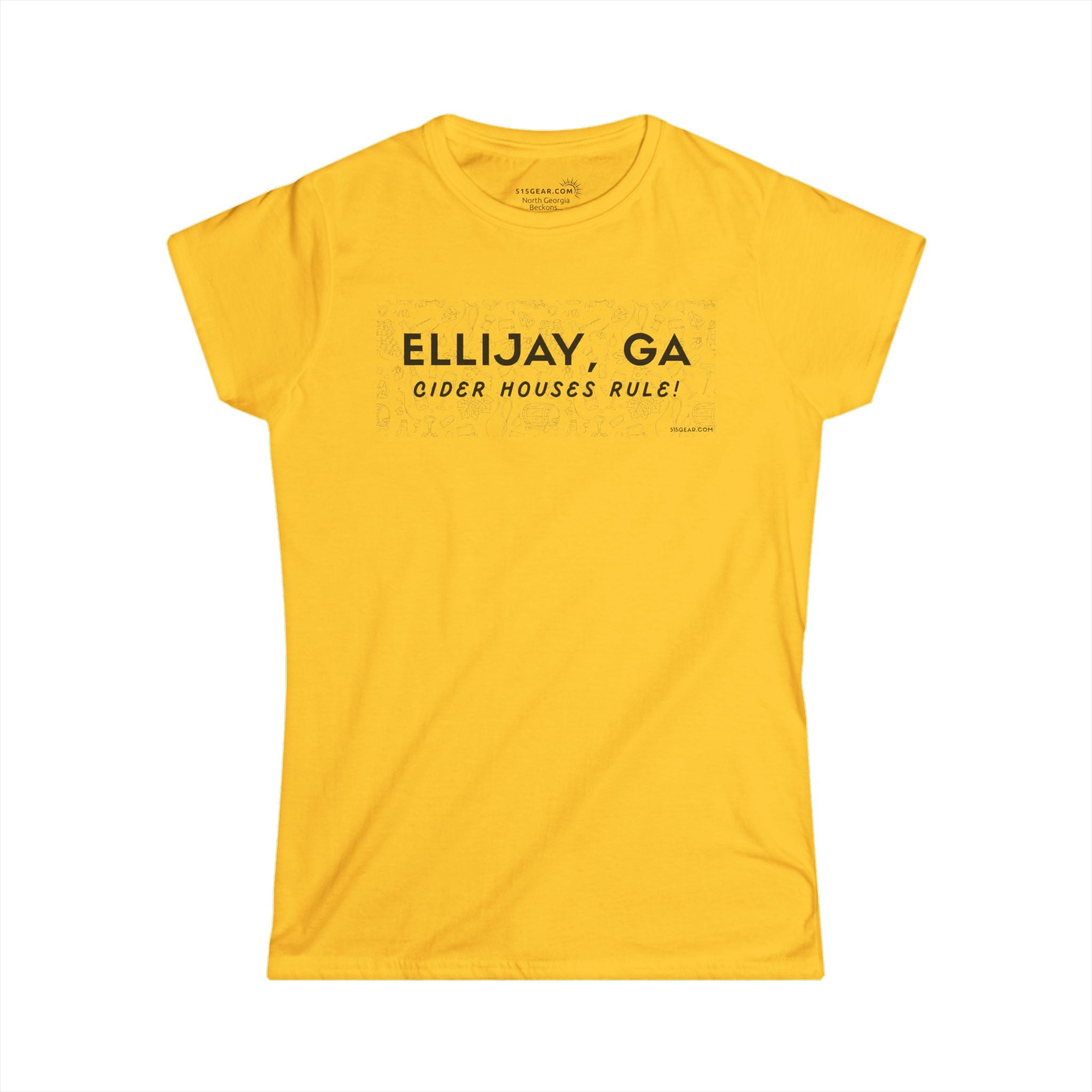 Woman's Ellijay, GA yellow t-shirt "Cider Houses Rule" by 515Gear.com | Mountain Orchard life