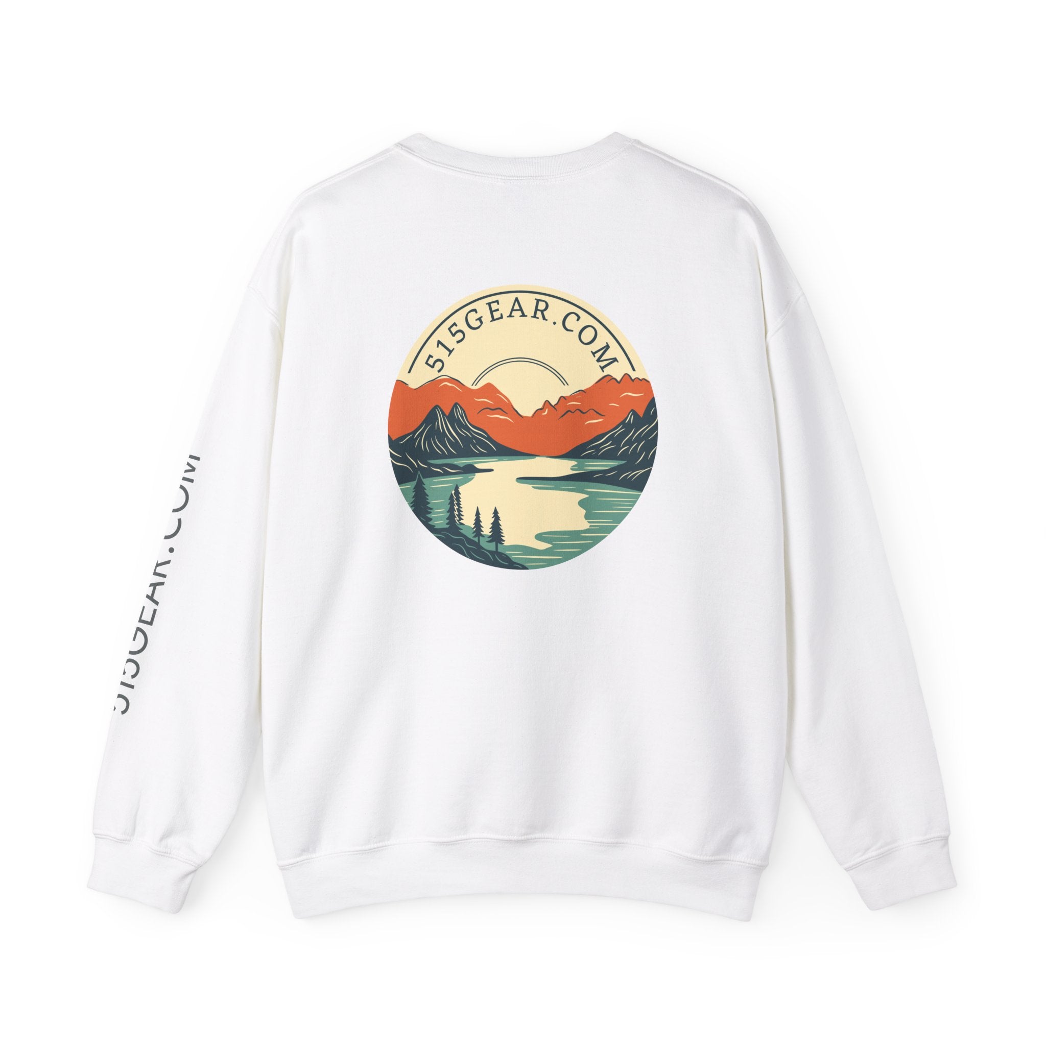 Crewneck sweatshirt, graphic on back featuring mountain range | by 515gear.Com |