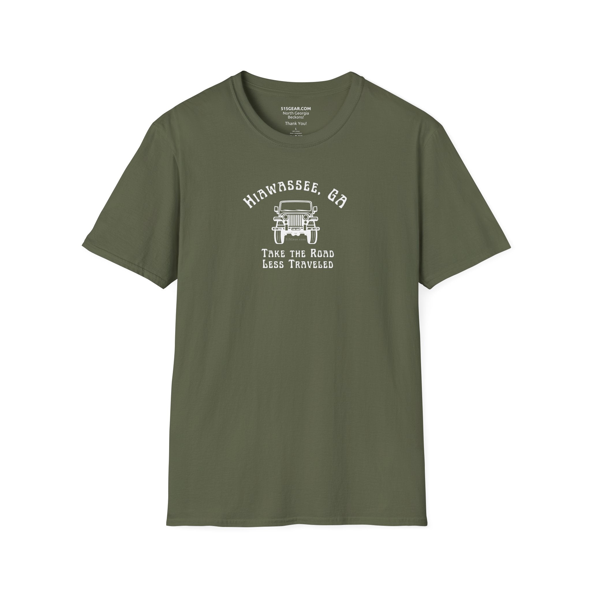 Unisex Adult T-shirt, cool Jeep Graphic, by 515Gear.com | Hiawassee, GA | Take the Road Less Traveled