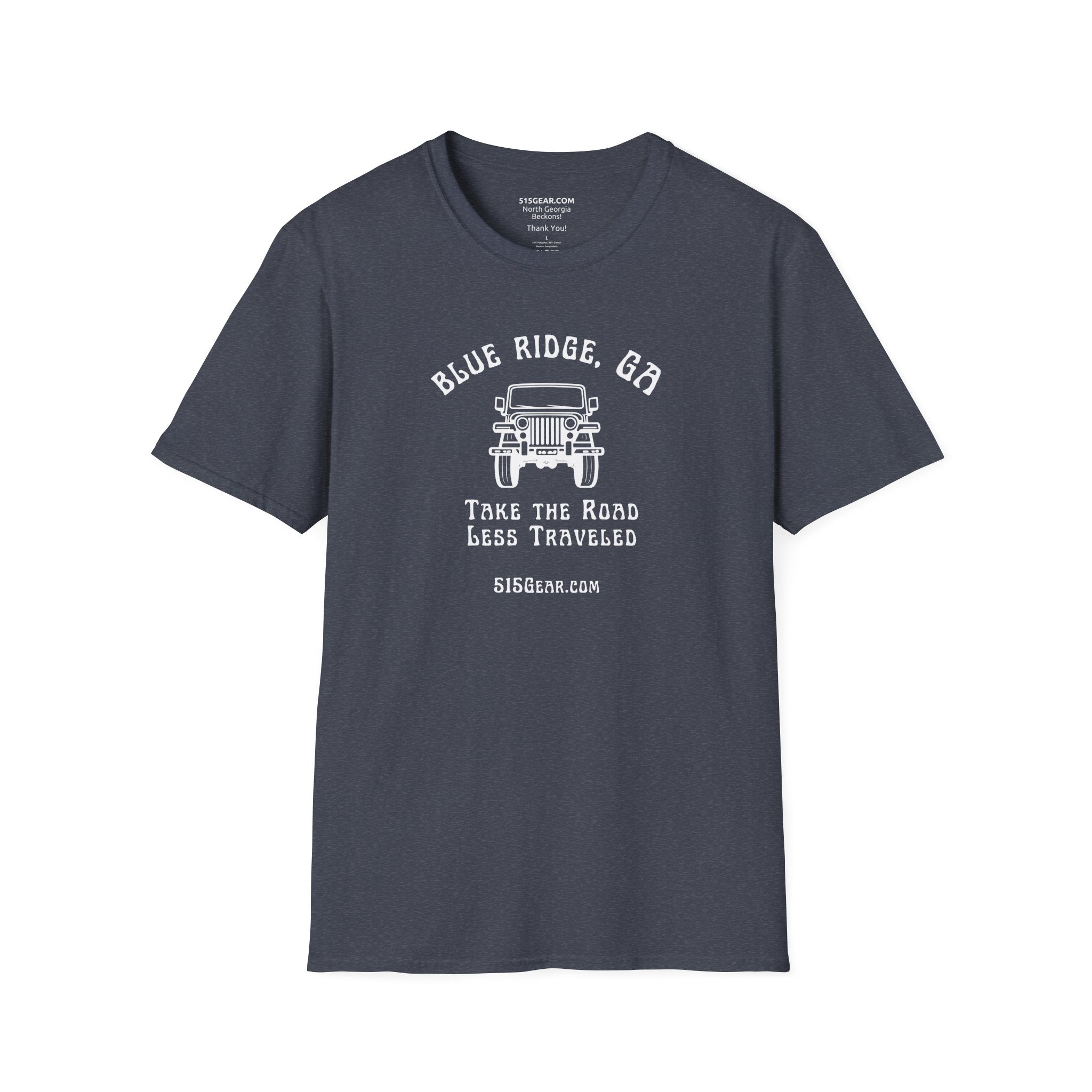Unisex Adult T-shirt, cool Jeep Graphic, by 515Gear.com | Blairsville, GA | Take the Road Less Traveled
