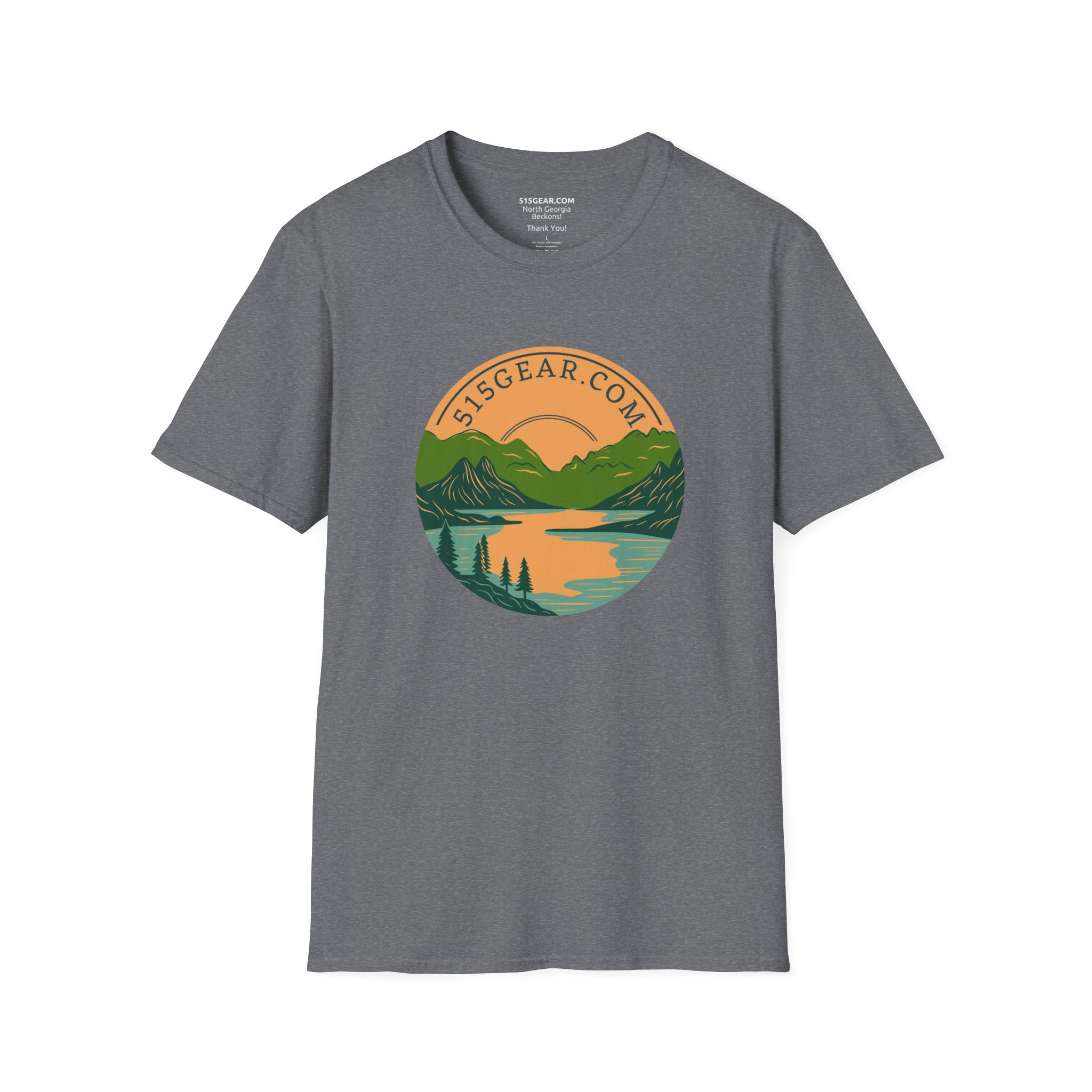 unisex crew neck t-shirt, Mountain Lake graphic by 515Gear.com