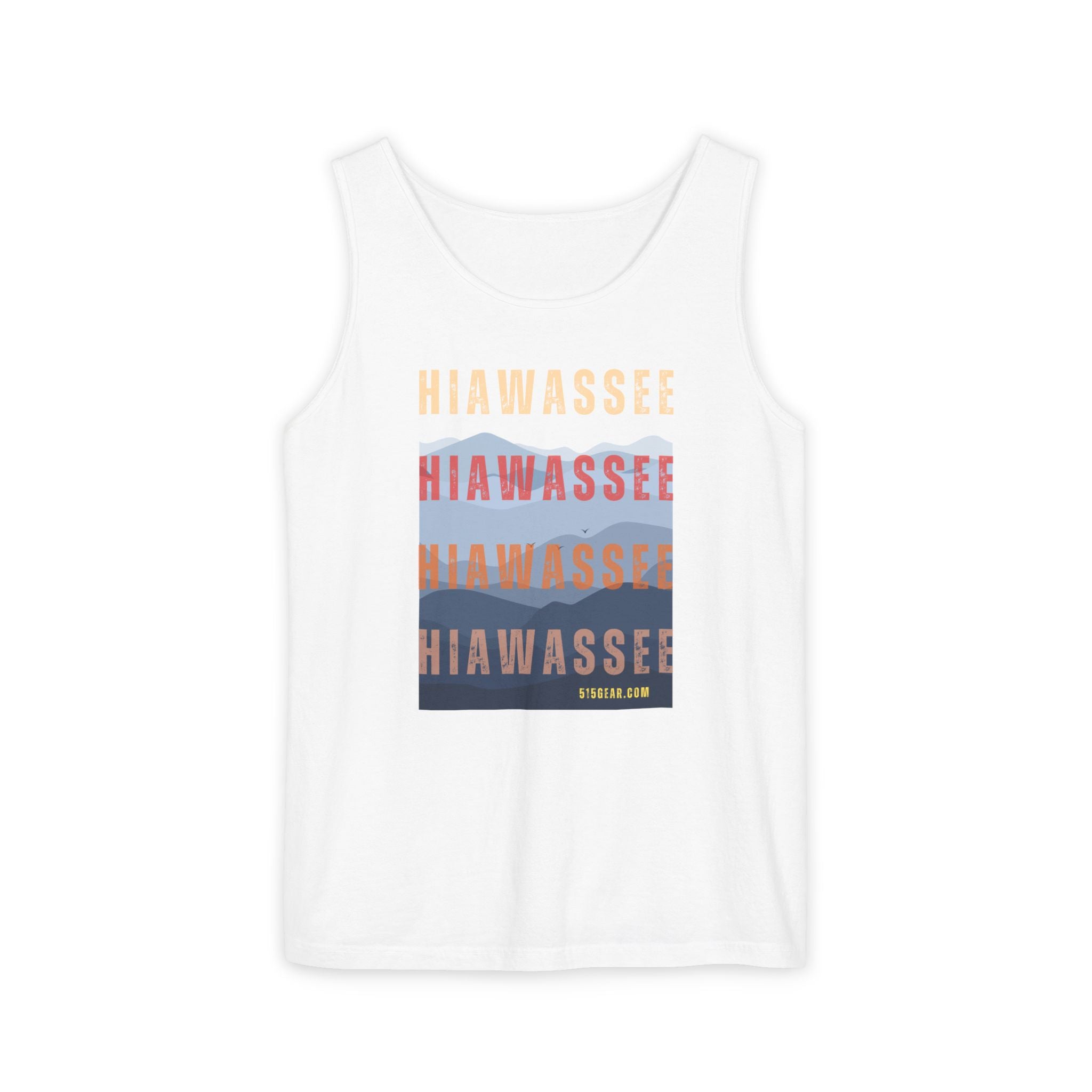 unisex tank-top, Hiawassee mountain skyline graphic, by 515 Gear | Hiawassee GA | soft cotton tank perfect for casual hikes and workouts