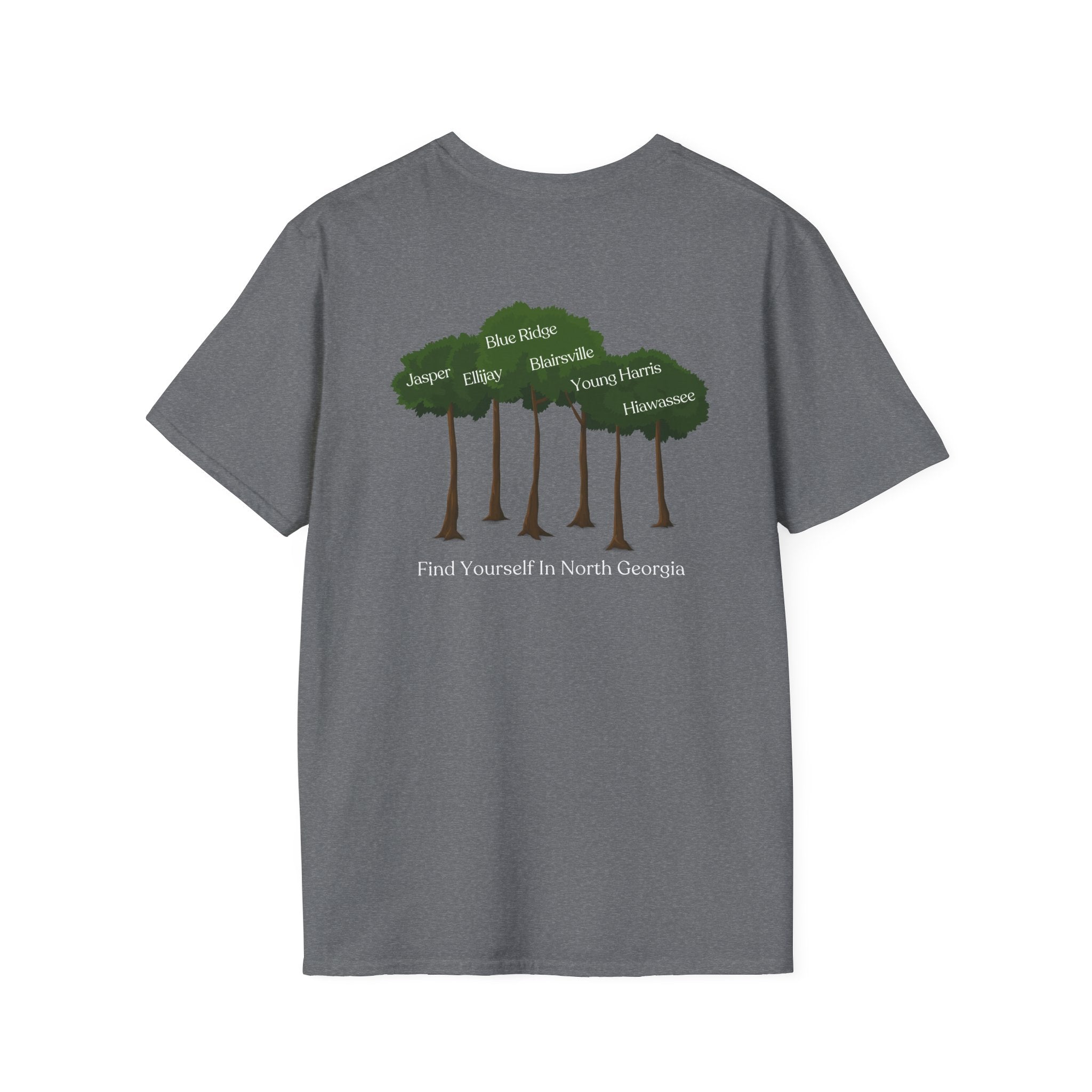 unisex adult T-shirt, Tree Graphic, by 515Gear.com, Find yourself in North Georgia!