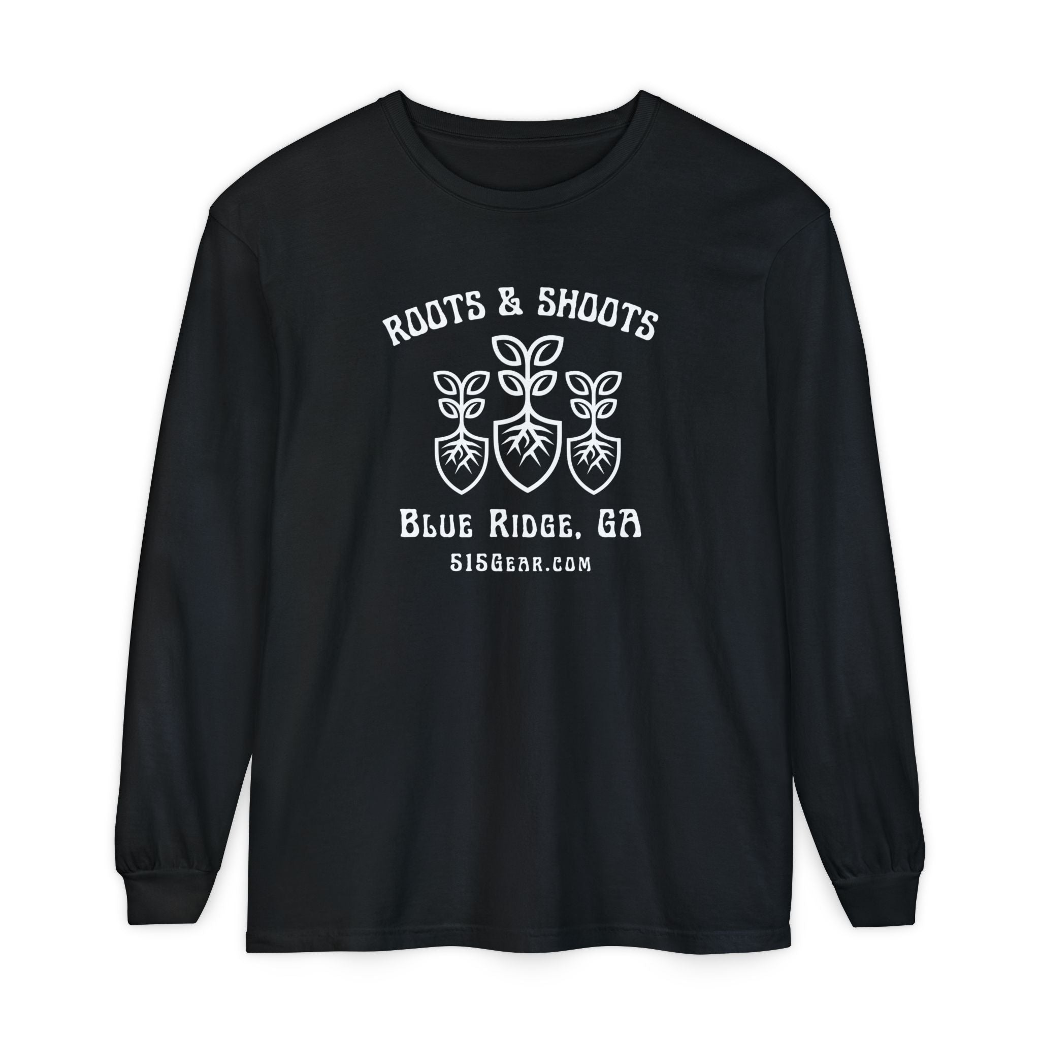 Unisex Adult Long Sleeve T-shirt, Roots & Shoots Design by 515Gear.com | Blue Ridge, GA | Gardening cheaper than Therapy!
