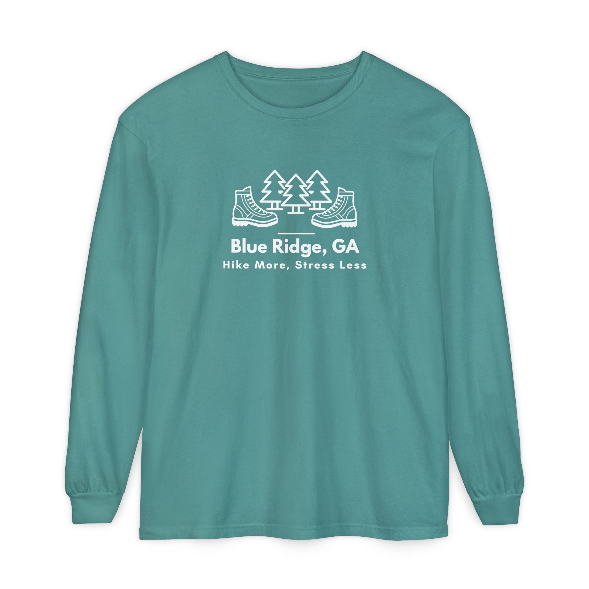 Unisex Adult Long Sleeve T-shirt, Hike More, Stress Less, by 515Gear.com | Blue Ridge, GA | Get out there!