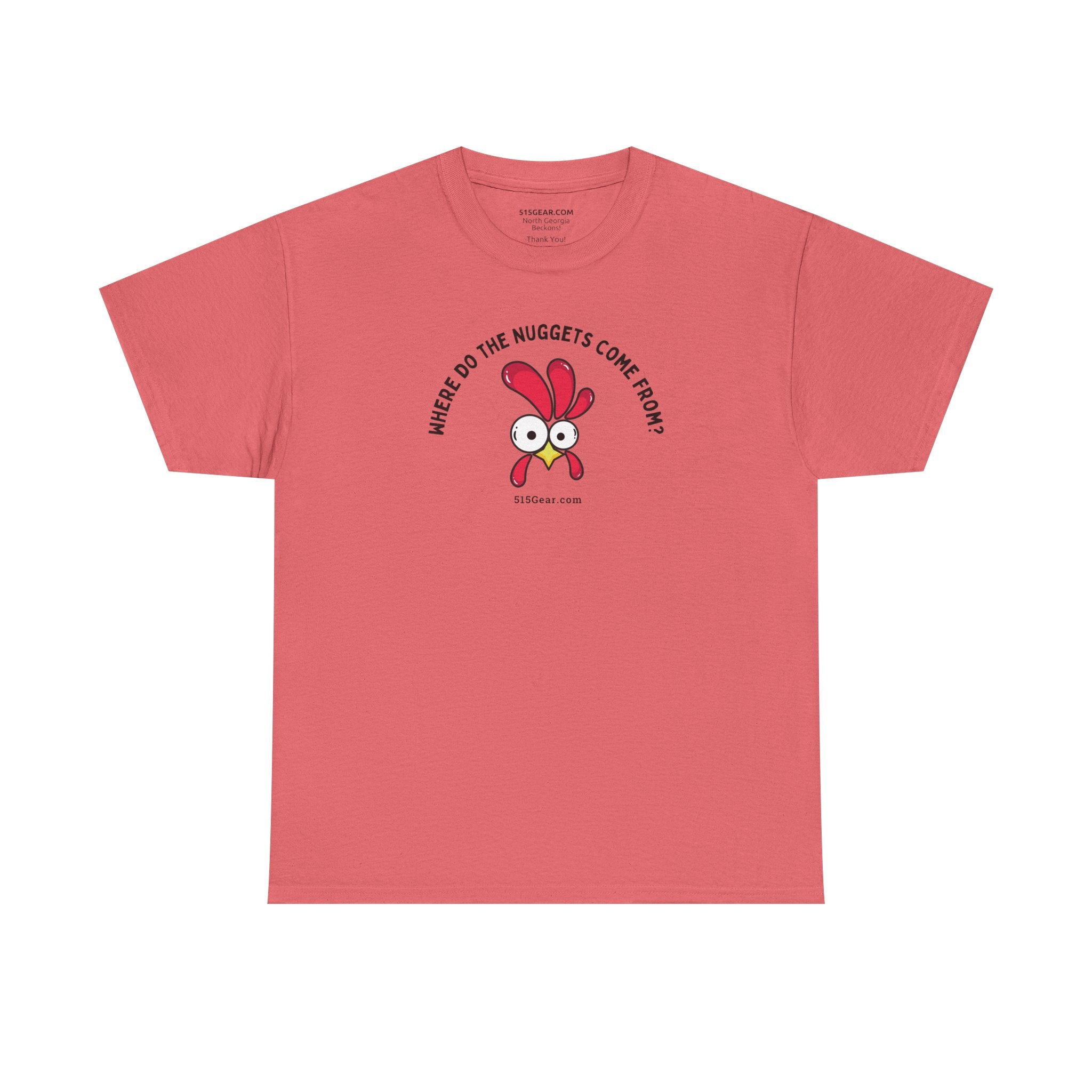 unisex adult t-shirt, where do nuggets come from | 515Gear.com | anyone love a fun t-shirt?
