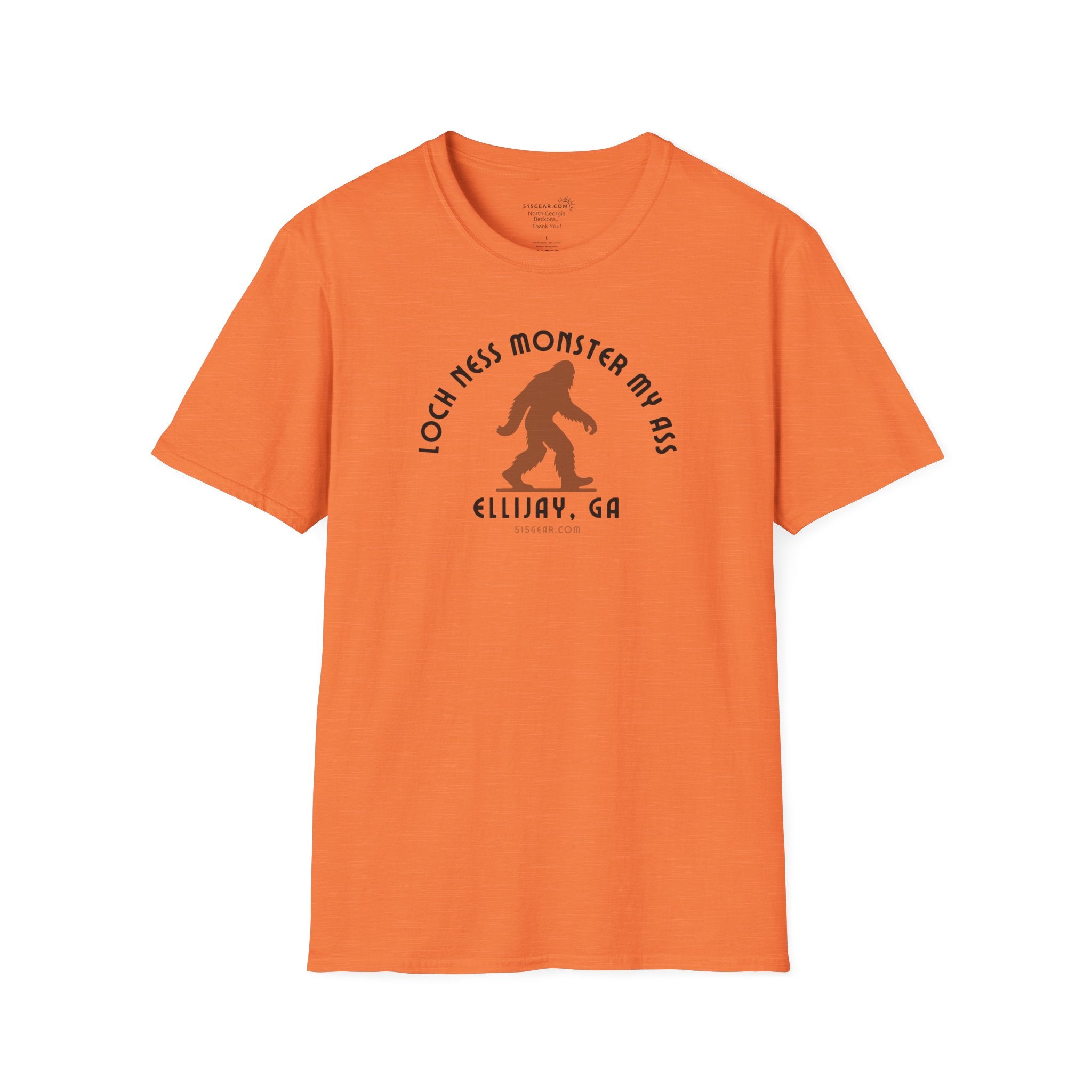 Unisex Bigfoot T-shirt with 'Loch Ness Monster My Ass’ text Ellijay GA funny cryptid graphic by 515 Gear