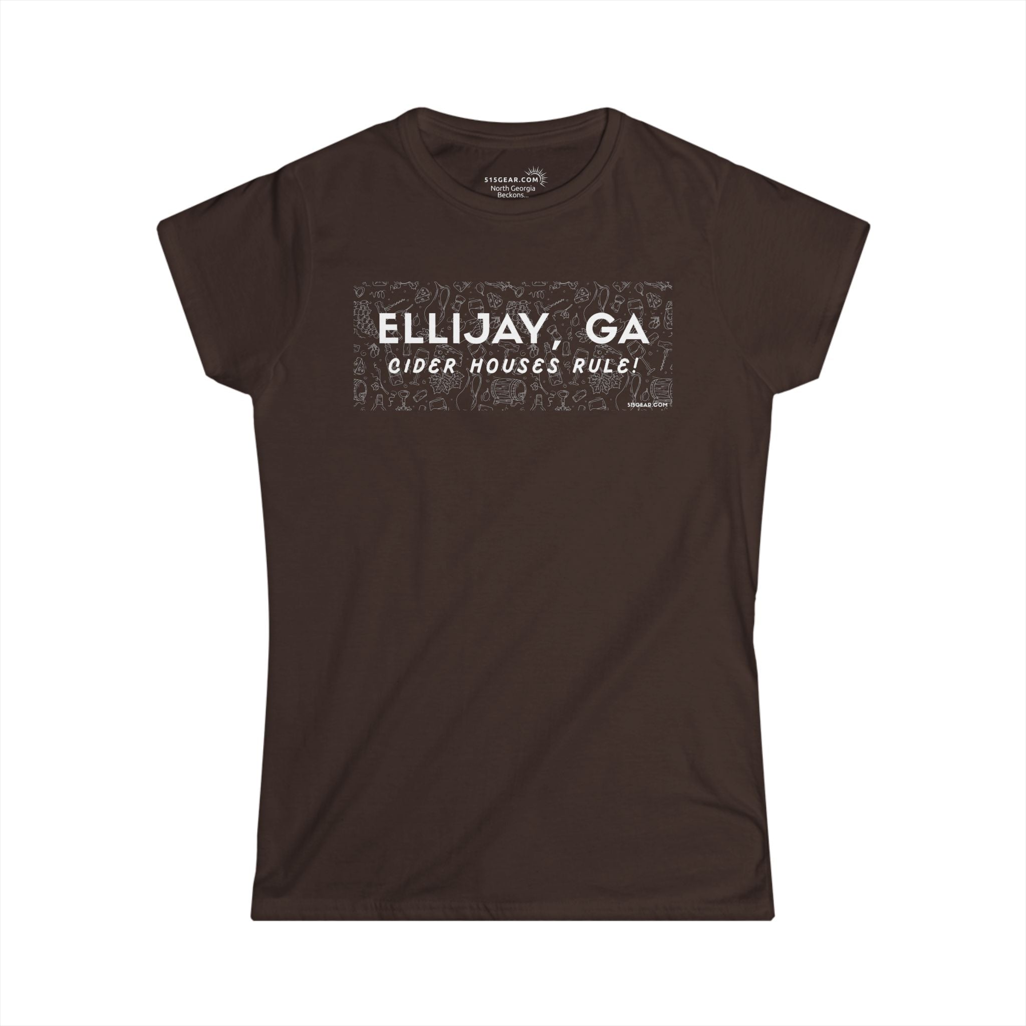 Woman's Ellijay, GA chocolate t-shirt "Cider Houses Rule" by 515Gear.com | Mountain Orchard life