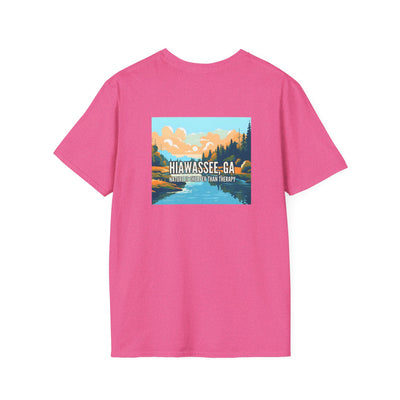 unisex adult T-shirt, Mountain Scene Graphic, by 515Gear.com | Hiawassee, GA | Nature is Cheaper than Therapy