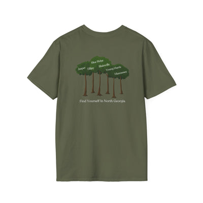 unisex adult T-shirt, Tree Graphic, by 515Gear.com, Find yourself in North Georgia!