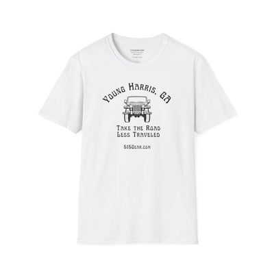 Unisex Adult T-shirt, cool Jeep Graphic, by 515Gear.com | Young Harris, GA | Take the Road Less Traveled