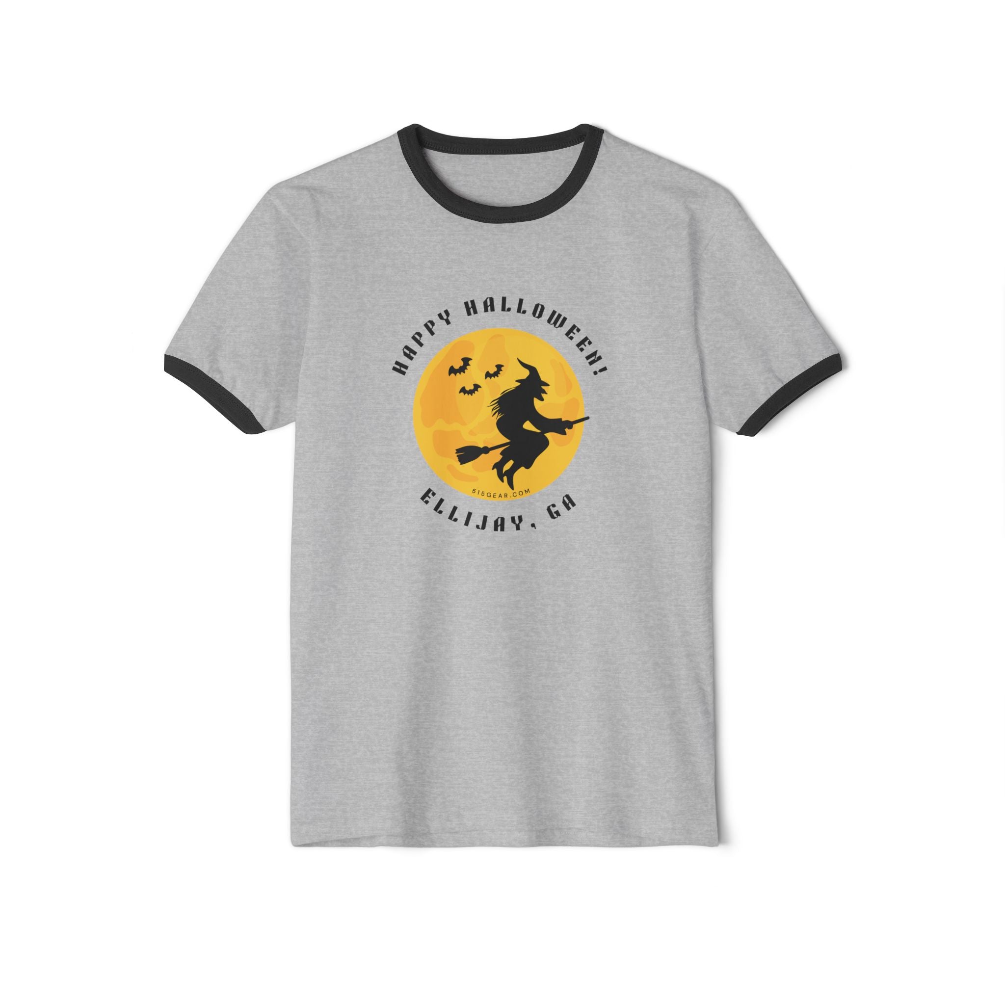 Moonlit Witch Ride – Happy Halloween from Ellijay, GA Cotton Ringer T-Shirt