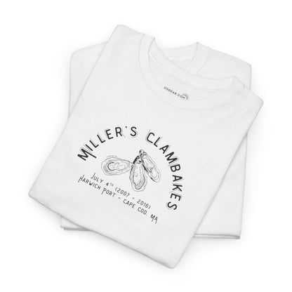 Oysters & Miller’s Clambakes - Harwich Port MA Unisex Heavy Cotton Tee