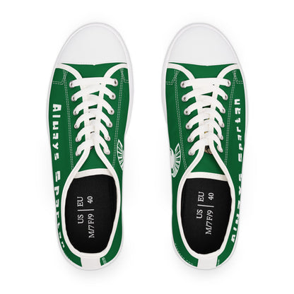 Green and white women's sneakers with 515gear.com logo and always spartan branding