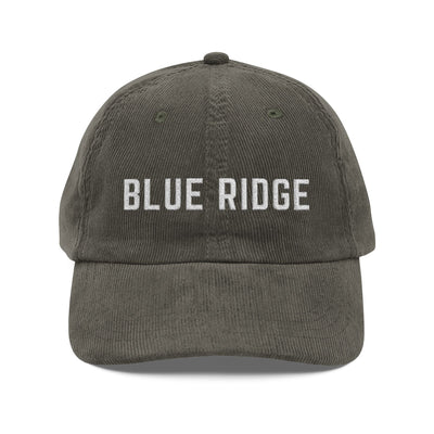 Olive corduroy hat with Blue Ridge embroidered in White by 515Gear.com