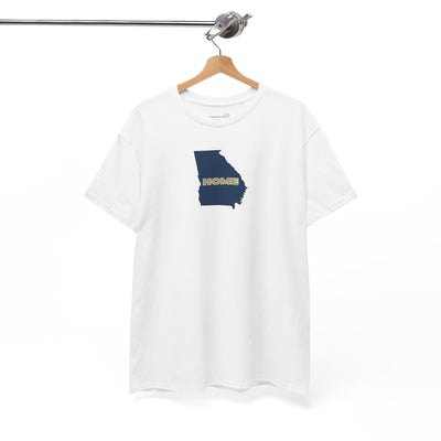 White t-shirt with State of Georgia graphic and text 'HOME' in school colors