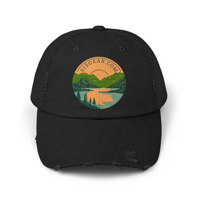 Distressed Baseball cap, 515 Gear Adventure Awaits Logo | by 515Gear.com | Come sit by the lake!
