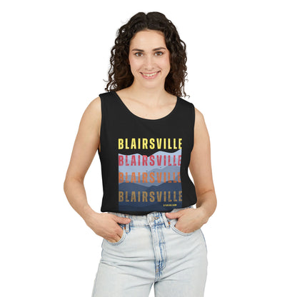 unisex tank-top, Blairsville mountain skyline graphic, by 515 Gear | Blairsville GA | soft cotton tank perfect for casual hikes and workouts